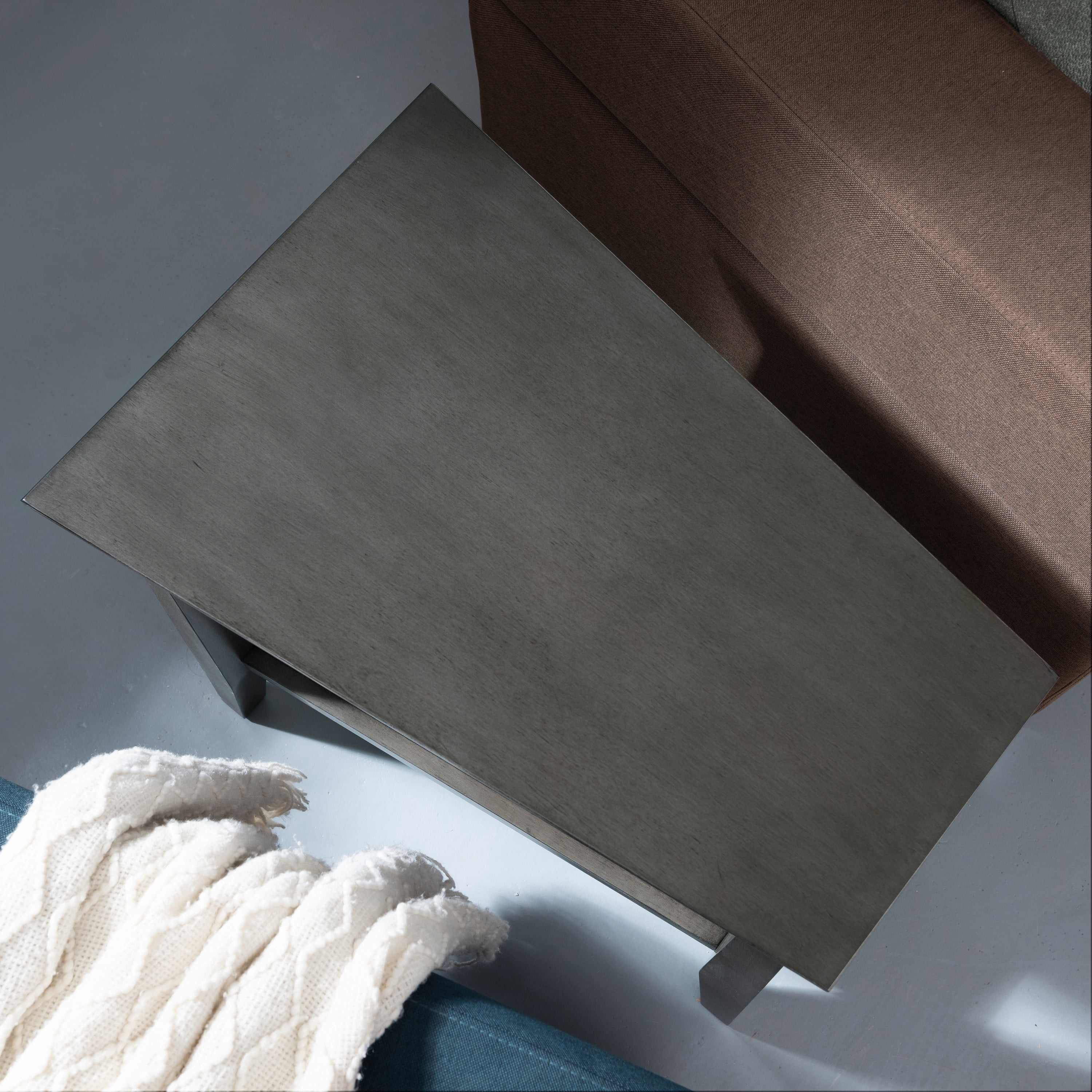 Leick Home 10402-GR Delton Recliner Wedge Side Table with Shelf, Smoke Gray - Image 10