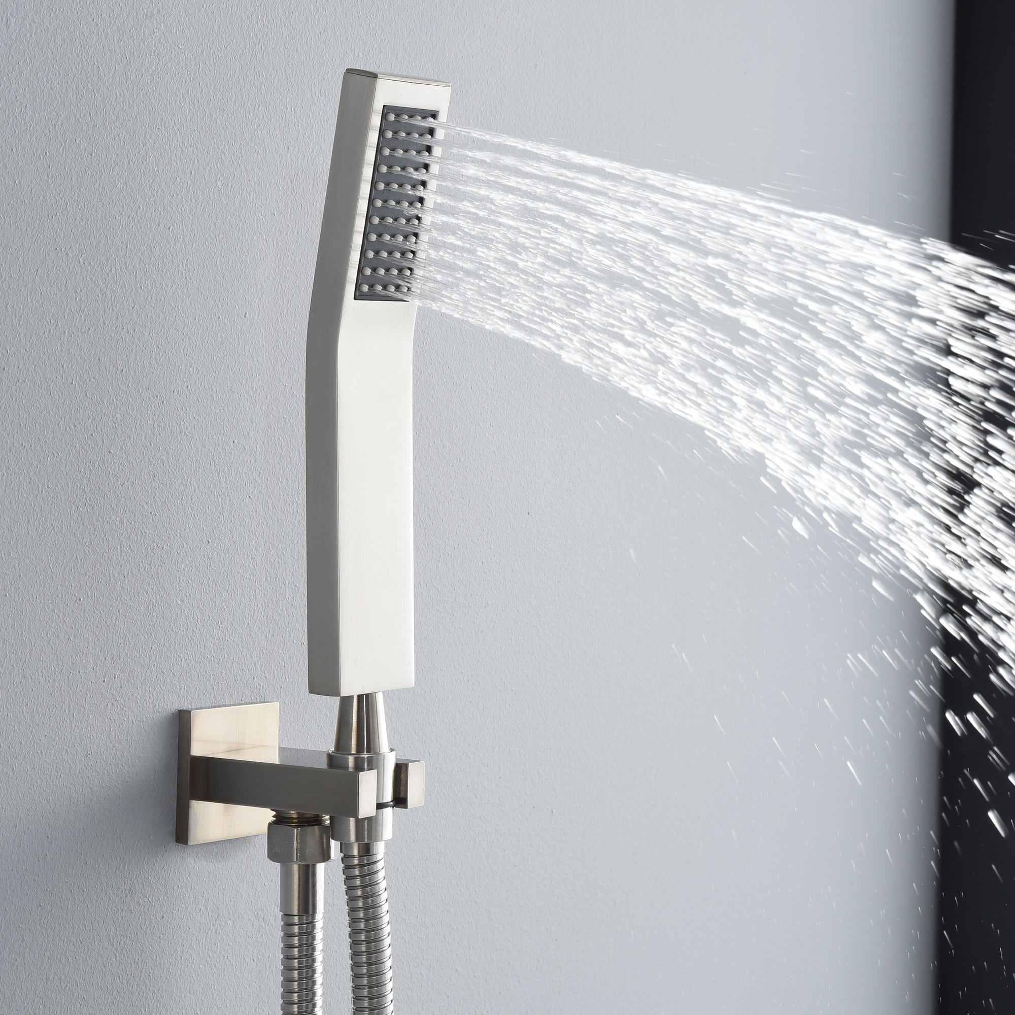 Shower System Brushed Nickel Tub Shower Combo Waterfall Spout Faucet with Pressure Balance Valve - Image 3