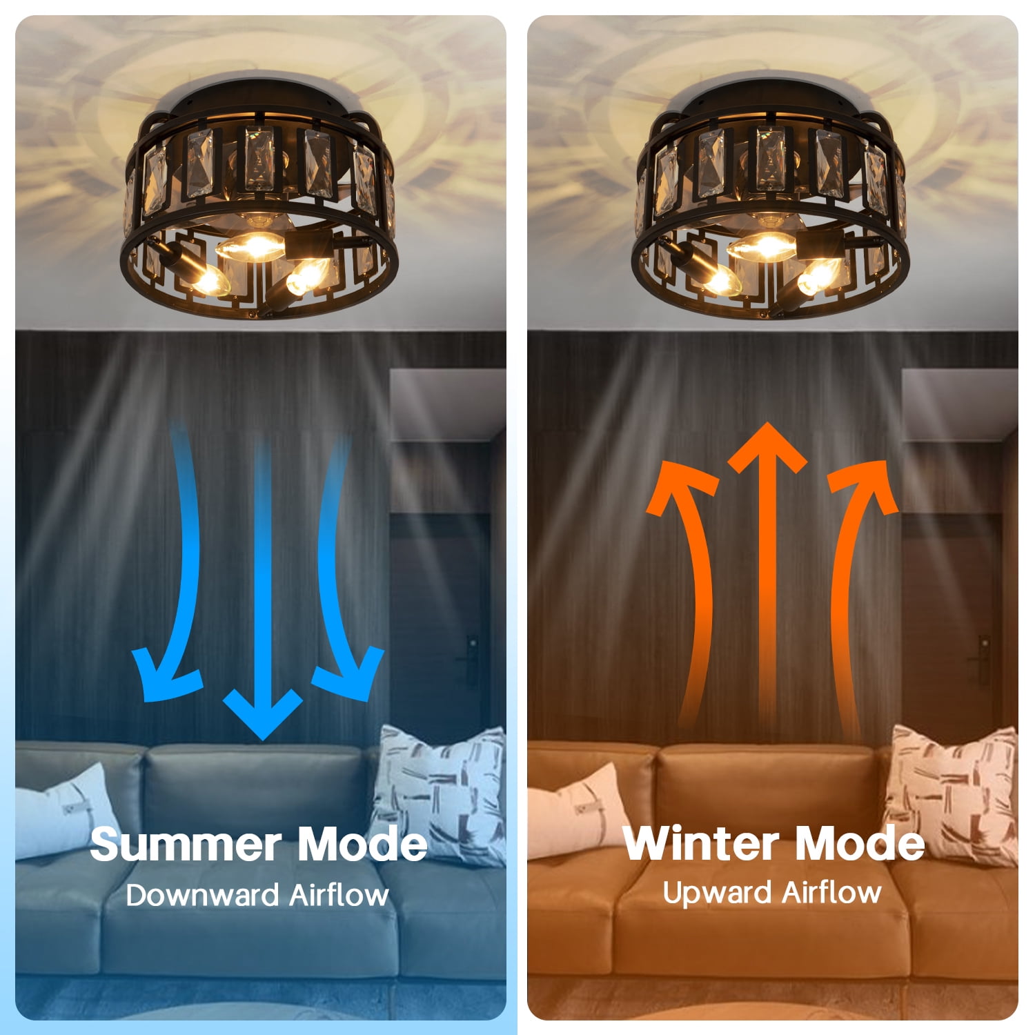 SURNIE Metal Farmhouse Flush Mount Ceiling Fan - Image 3