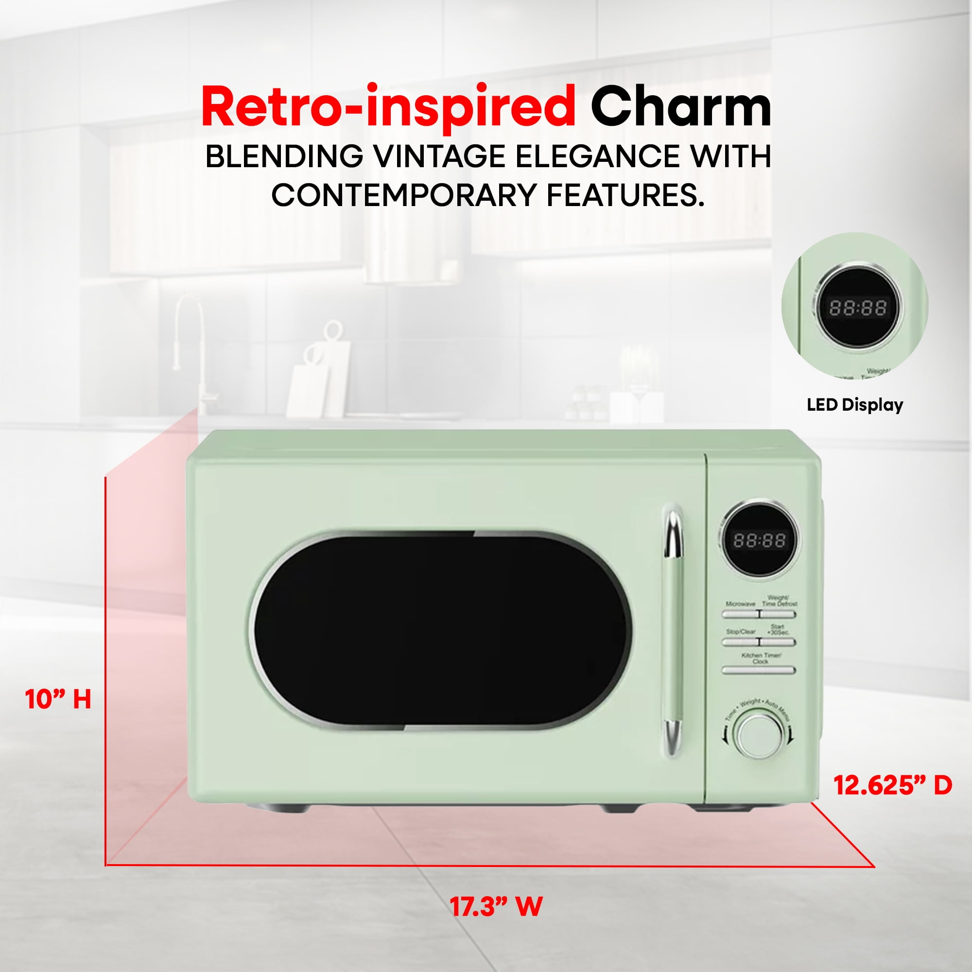 Magic Chef 0.7 Cubic Feet 700W Classic Retro Countertop Microwave, Green - Image 8