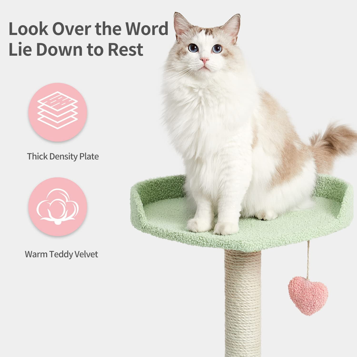 VETRESKA Cat Tree Cat Tower Sisal Scratching Posts Multi-Level Platform Activity Furniture 39.4'' - Image 3