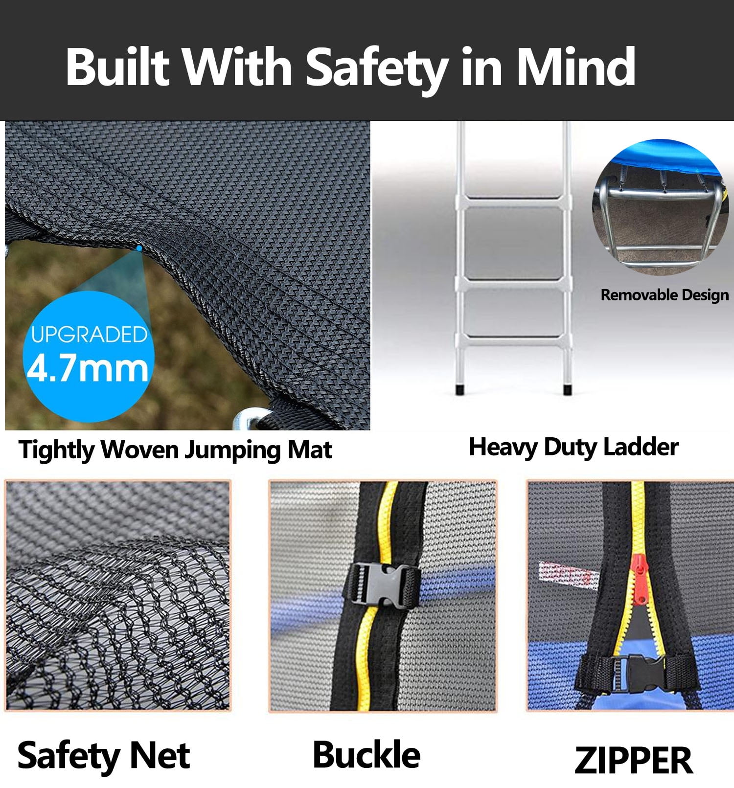 Inolait 10 ft Trampoline, with Enclosure and Wind Stakes, Blue - Image 5