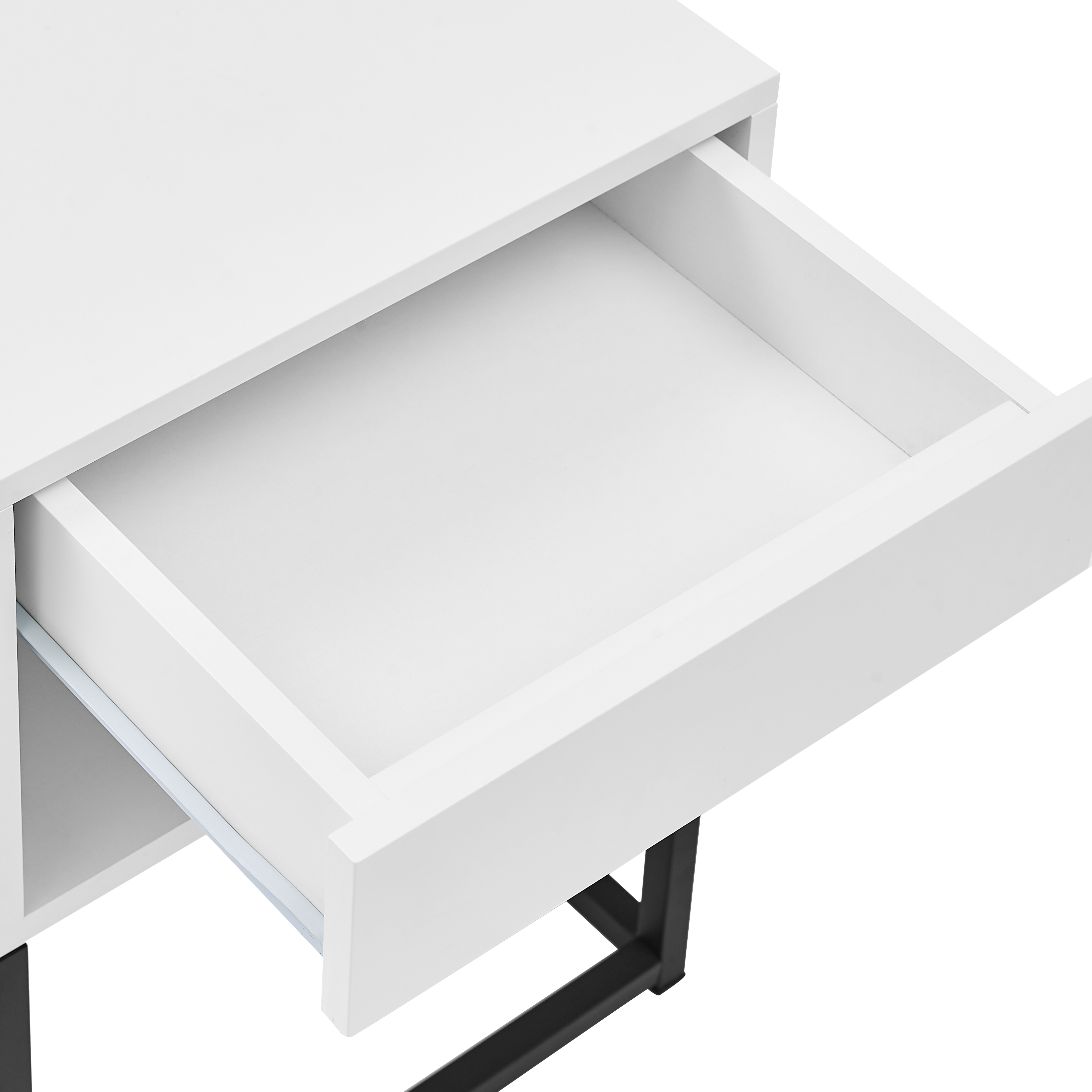 MUSEHOMEINC End Table with drawer and shelf, Metal Legs - White Finish - Image 5
