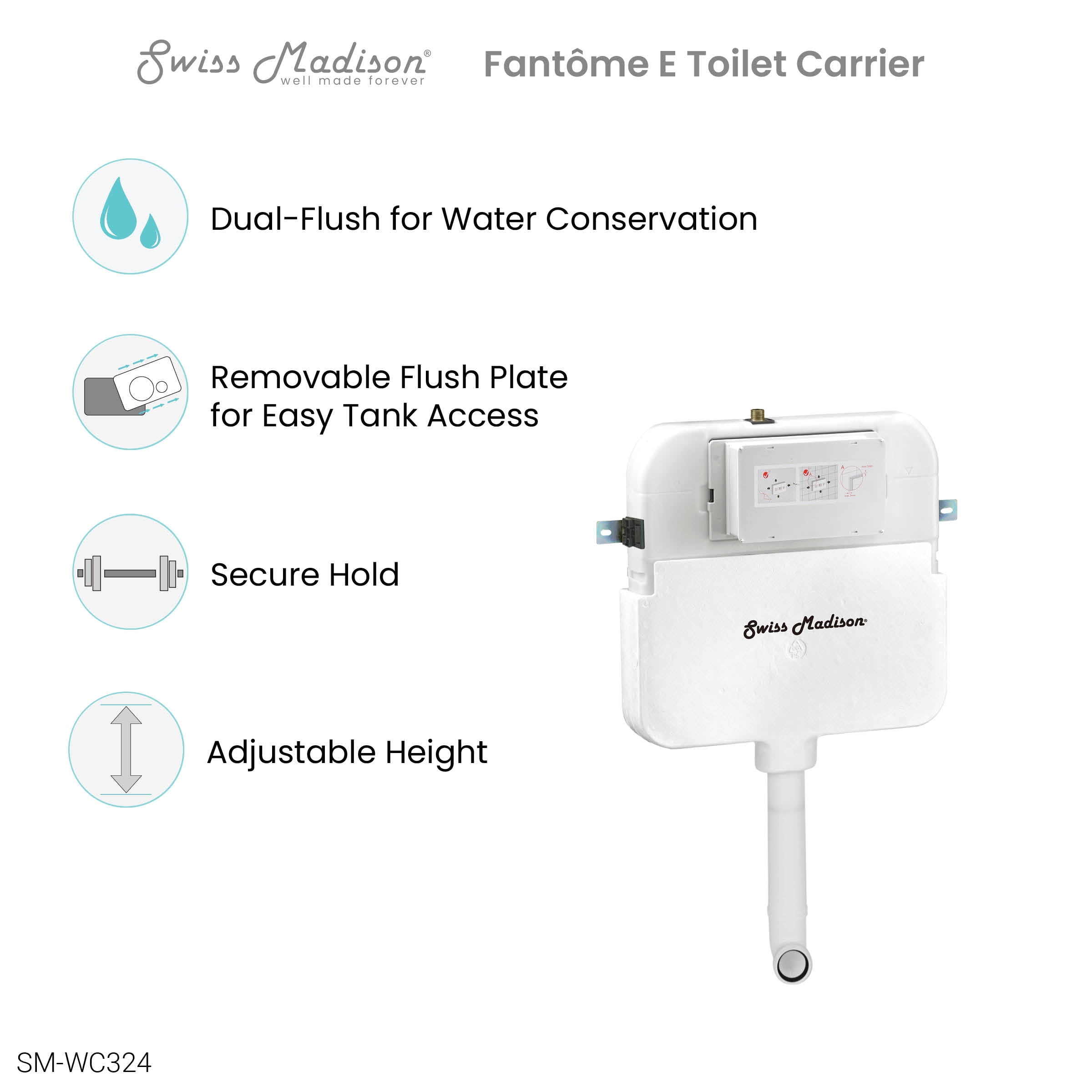 2' x 4' Concealed In-Wall Toilet Tank Carrier System for Back to Wall Toilet - Image 2