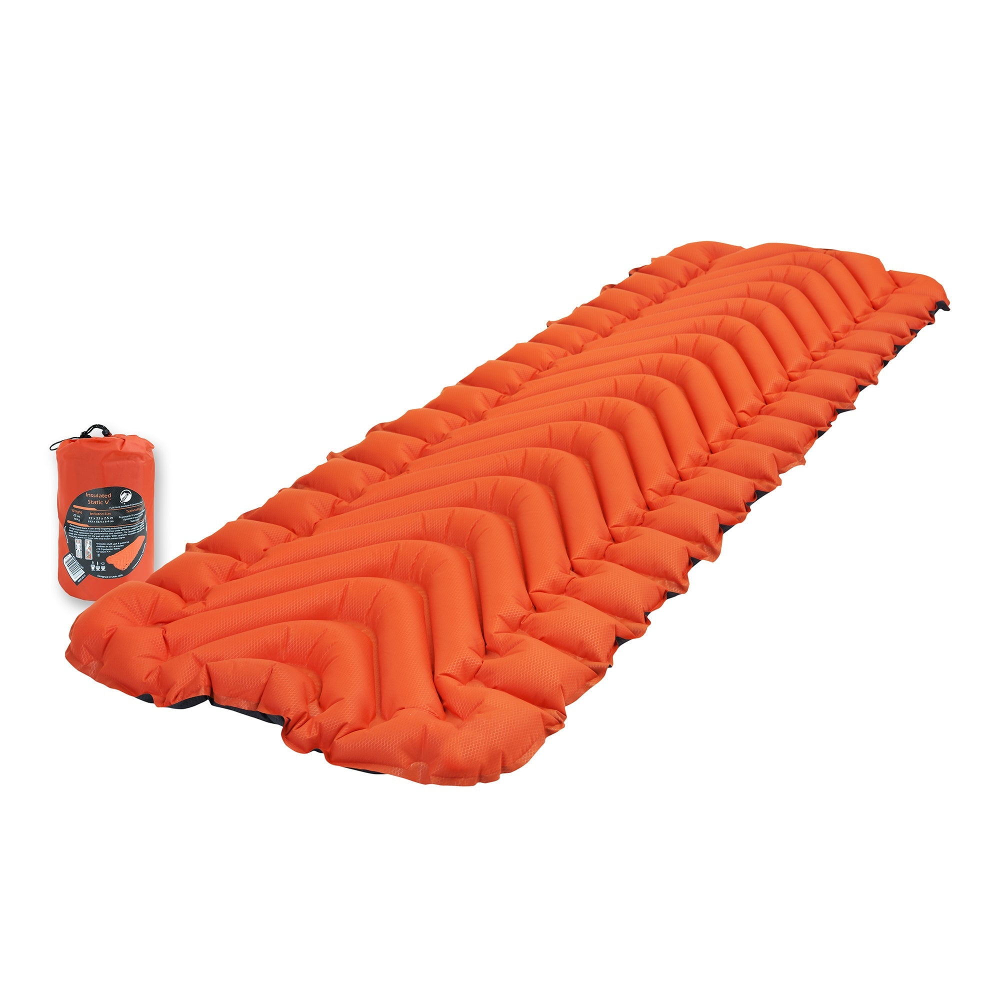 Klymit Insulated Static V Outdoor Camping Sleeping Pad, 72x23 in, Orange - Image 4