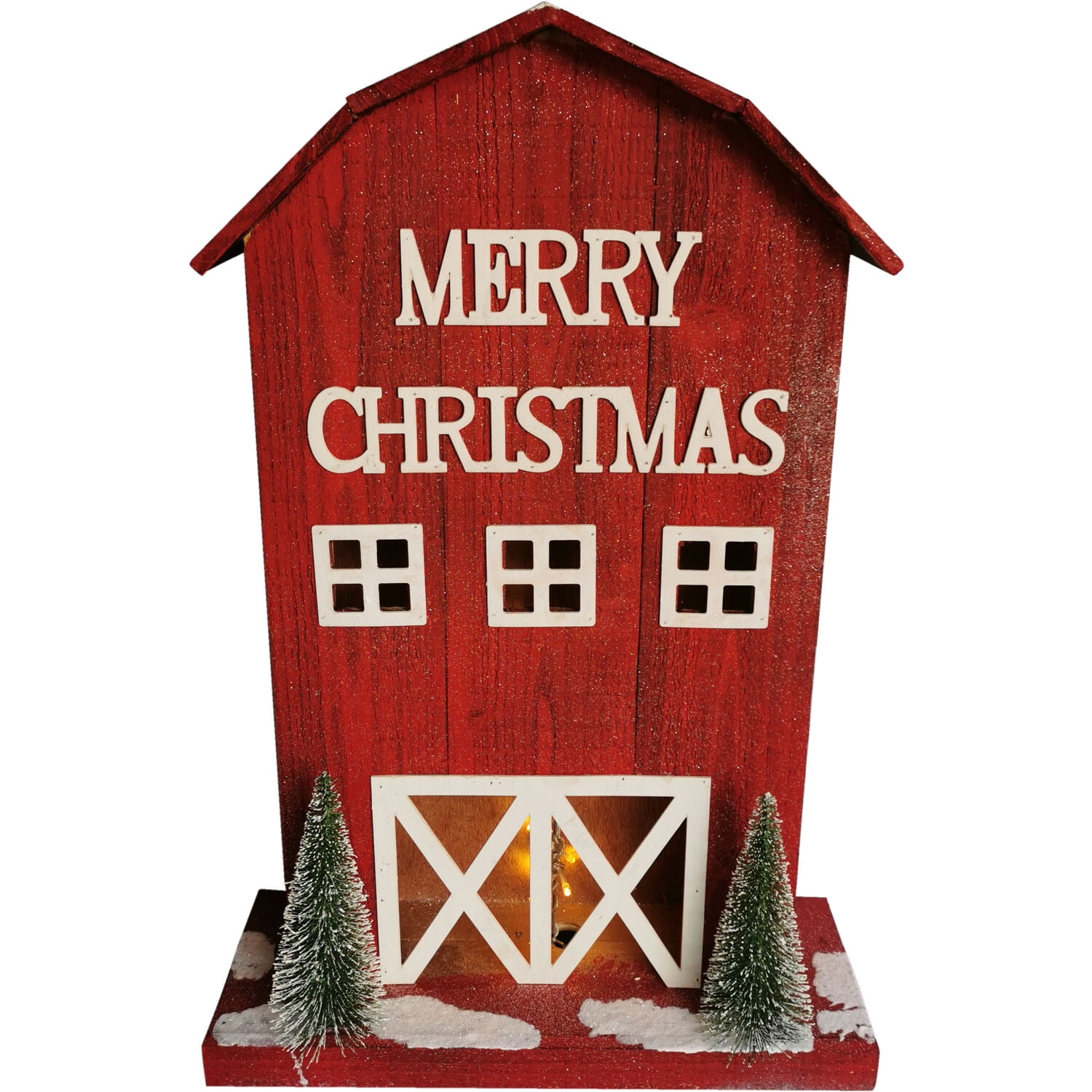 Fraser Hill Farm Woodland Christmas 7-Piece Decorating Kit: Tree Shelf, Lighted Barn, Train, Wall Sign, Snowman, and 2 Birdhouse Ornaments - Image 6