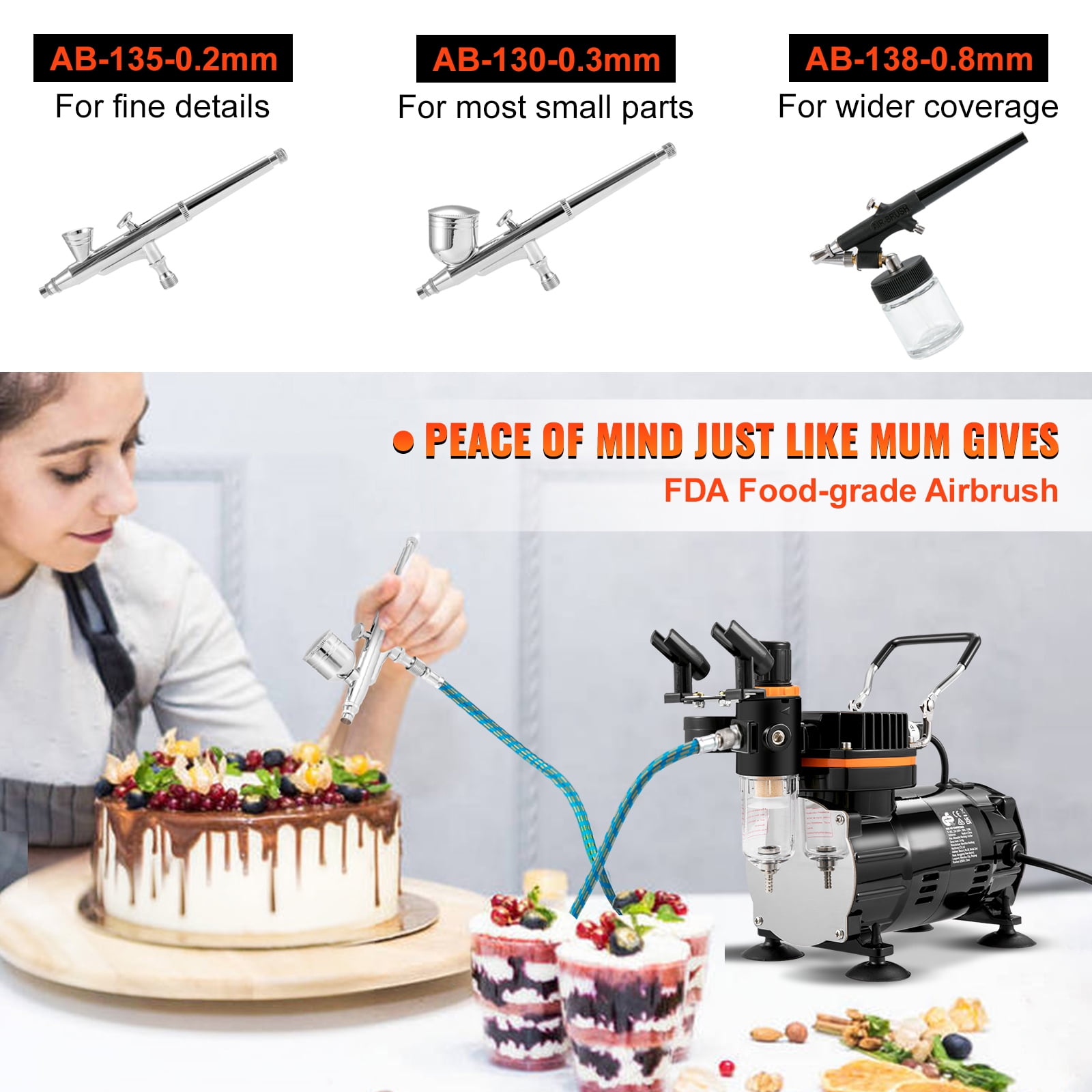 KFFKFF Airbrush Kit, Professional Airbrushing Kit with Compressor, Versatile Dual-Action Gravity Feed Airbrushing System for Artwork, Nail Art, Biscuits, Tattoo Designs - Image 7