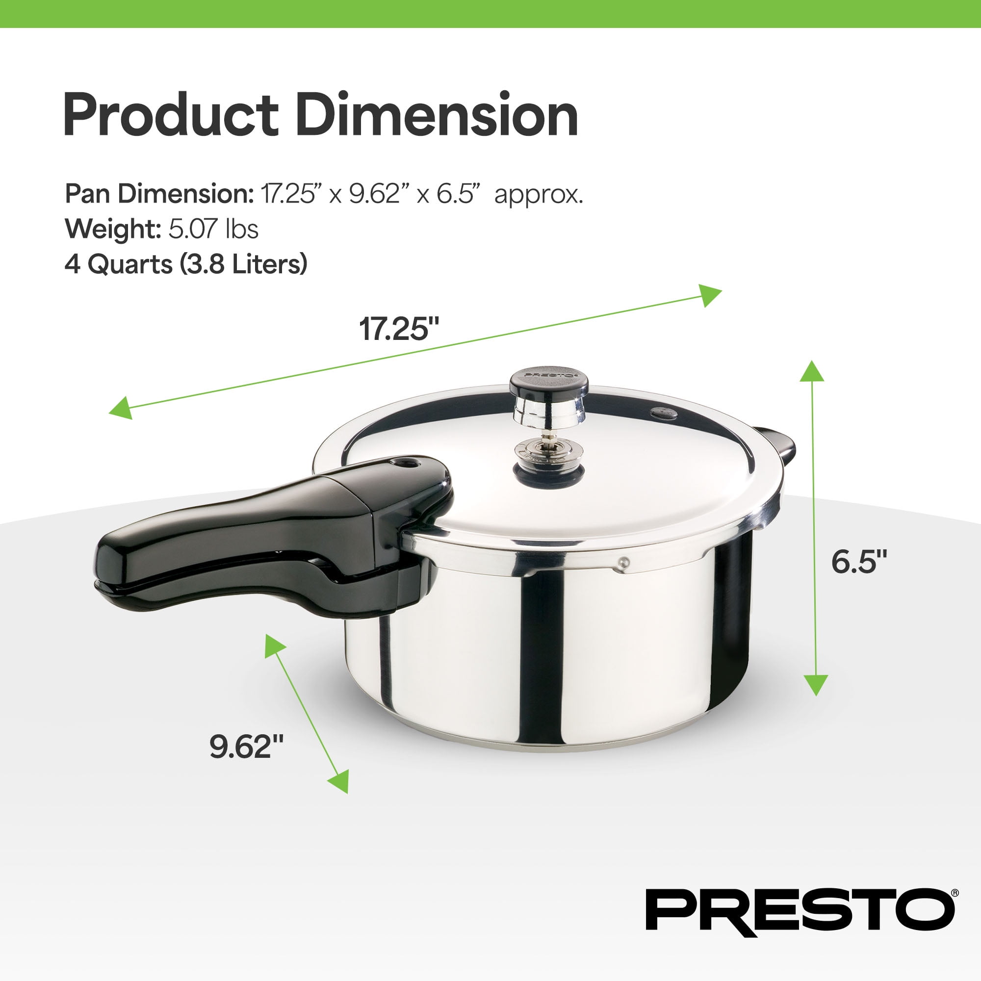 Presto 4-Quart Stainless Steel Pressure Cooker 01341 - Image 2