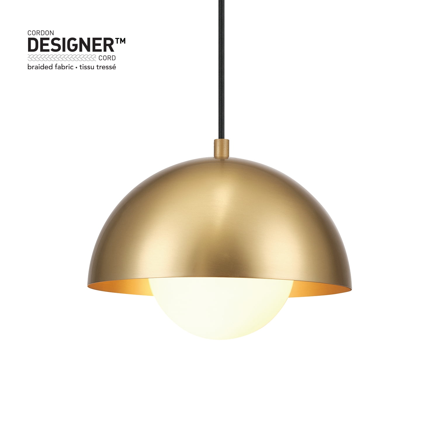 Amelia 1-Light Matte Brass Plug-In Pendant Lighting with Frosted Glass Shade - Image 3