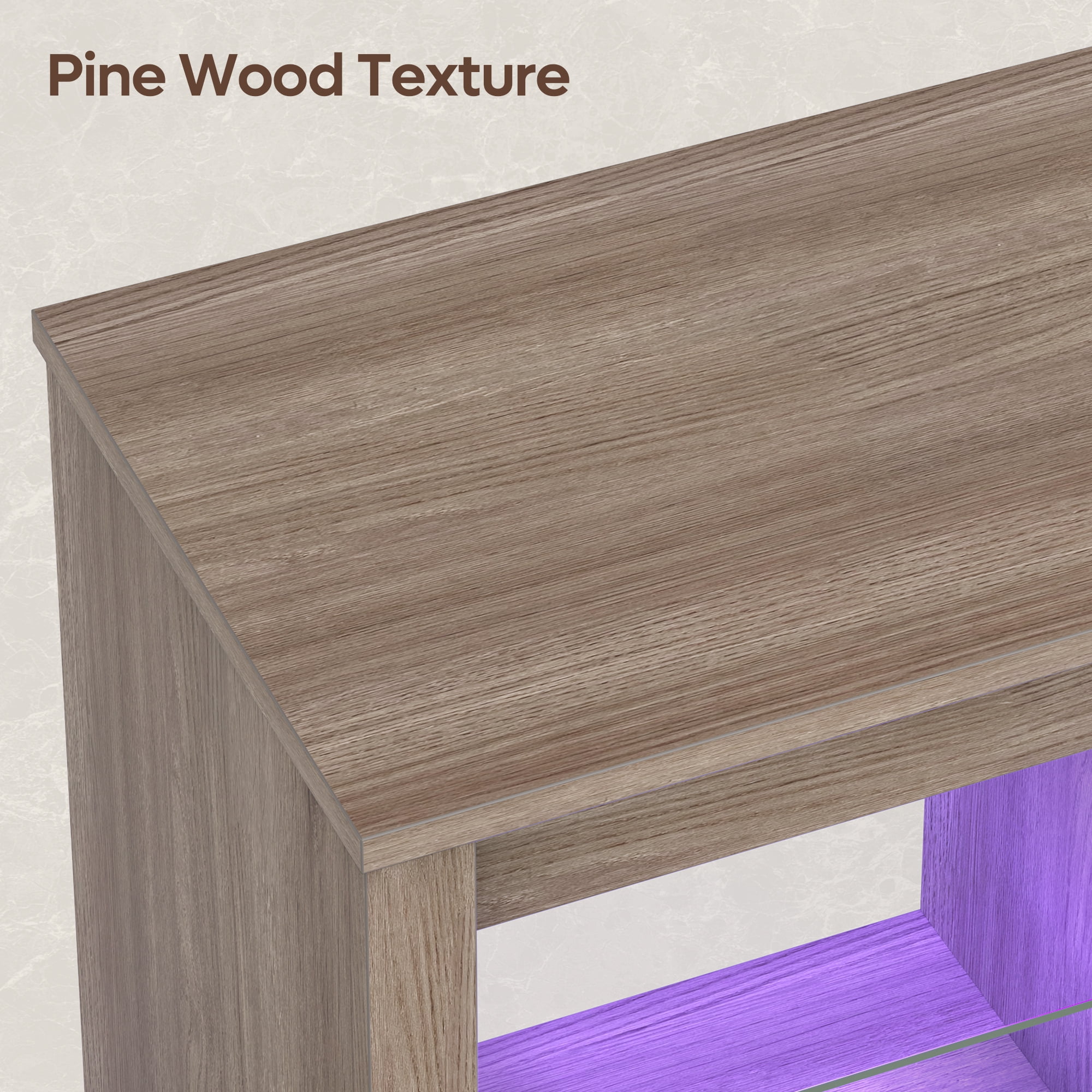 Bestier Modern Electric 7 Color LED Fireplace TV Stand for TVs up to 70", Pine - Image 7