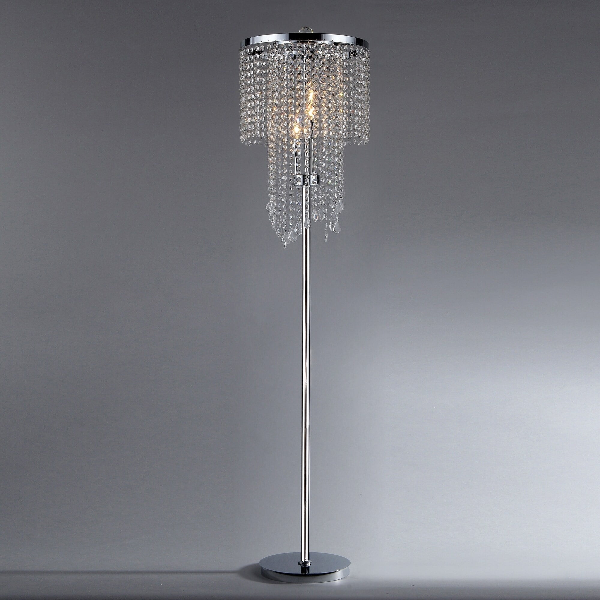 Chrome and Crystal Floor Lamp with a Polished Chrome Finish - Image 5
