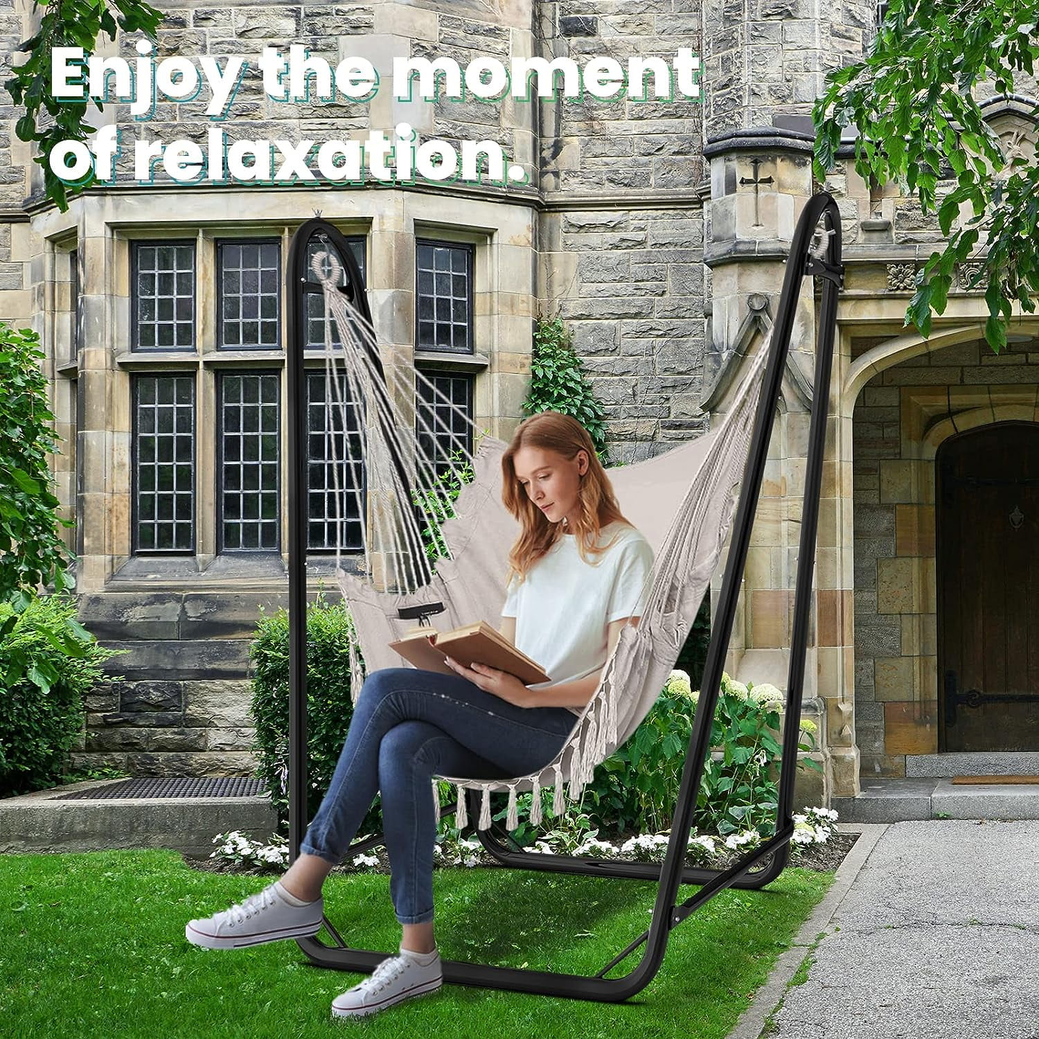 G TALECO GEAR Hammock Chair with Stand for Hanging Swing Chair, Heavy Duty Steel, Max Load 350lbs - Image 5