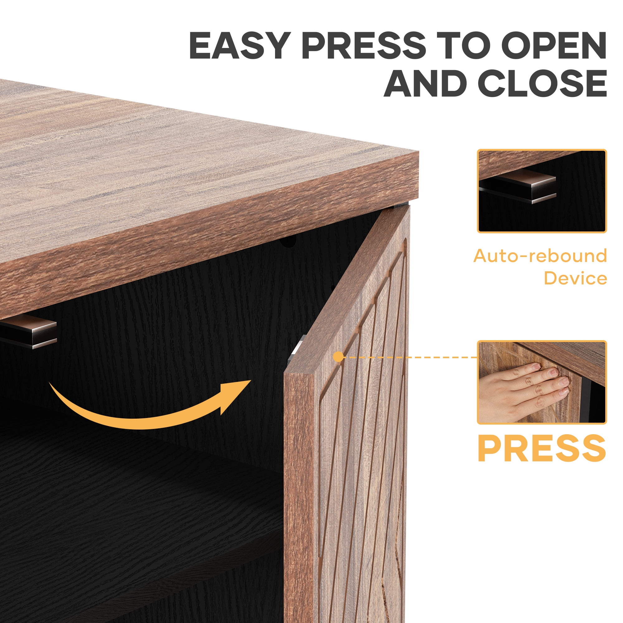 MARNUR 59" TV Stand for TVs up to 65", Entertainment Center Media Console Table with Storage, LED Light for Living Room, Mid-Century, Rustic Oak - Image 8