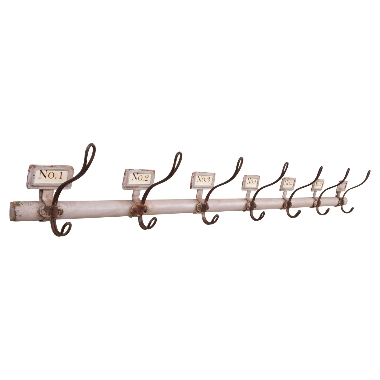 Woven Paths 7 Numbered Iron Wall Hooks on Rod, 40", Grey - Image 7