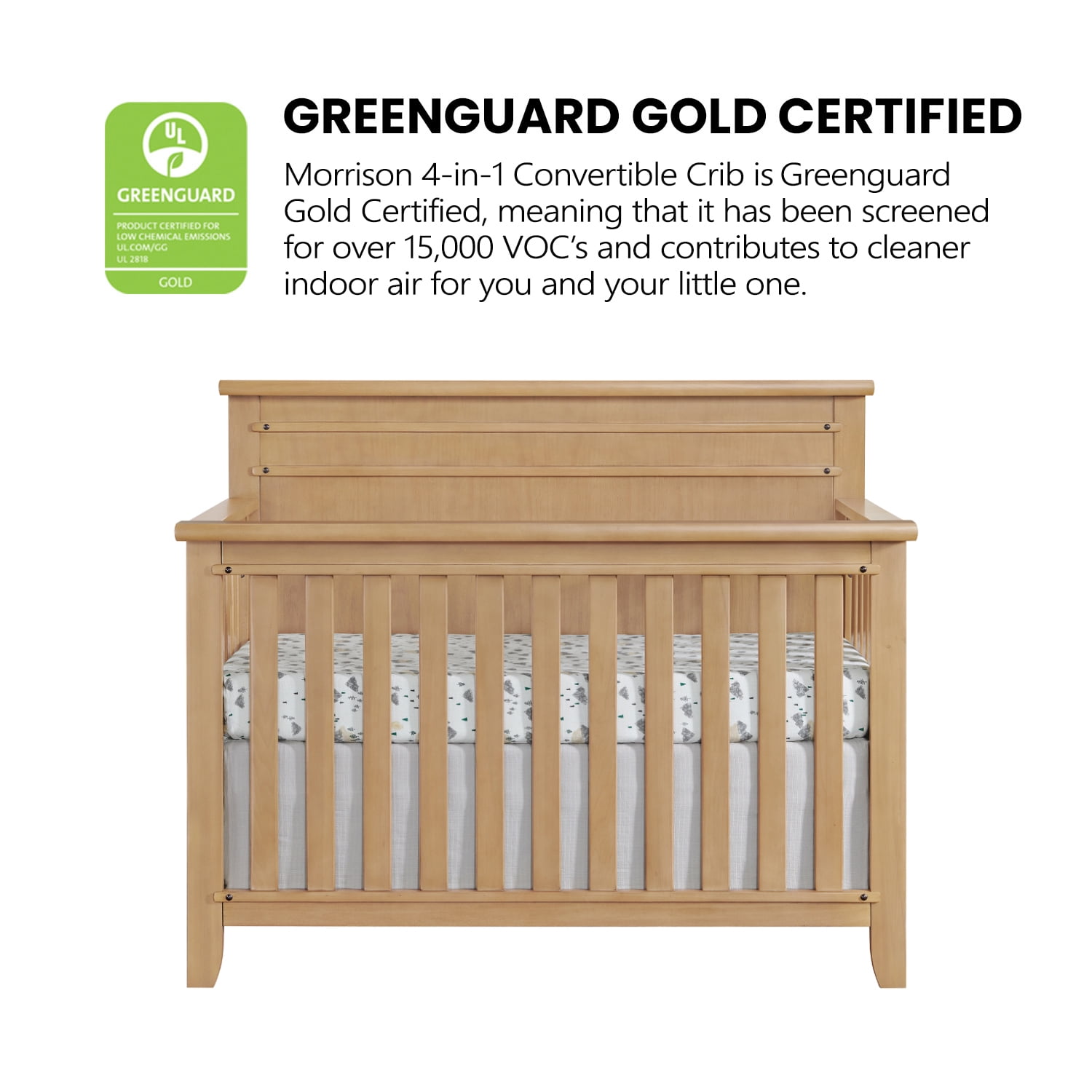 Soho Baby Morrison 4 in 1 Convertible Crib Honey Wood - Image 3