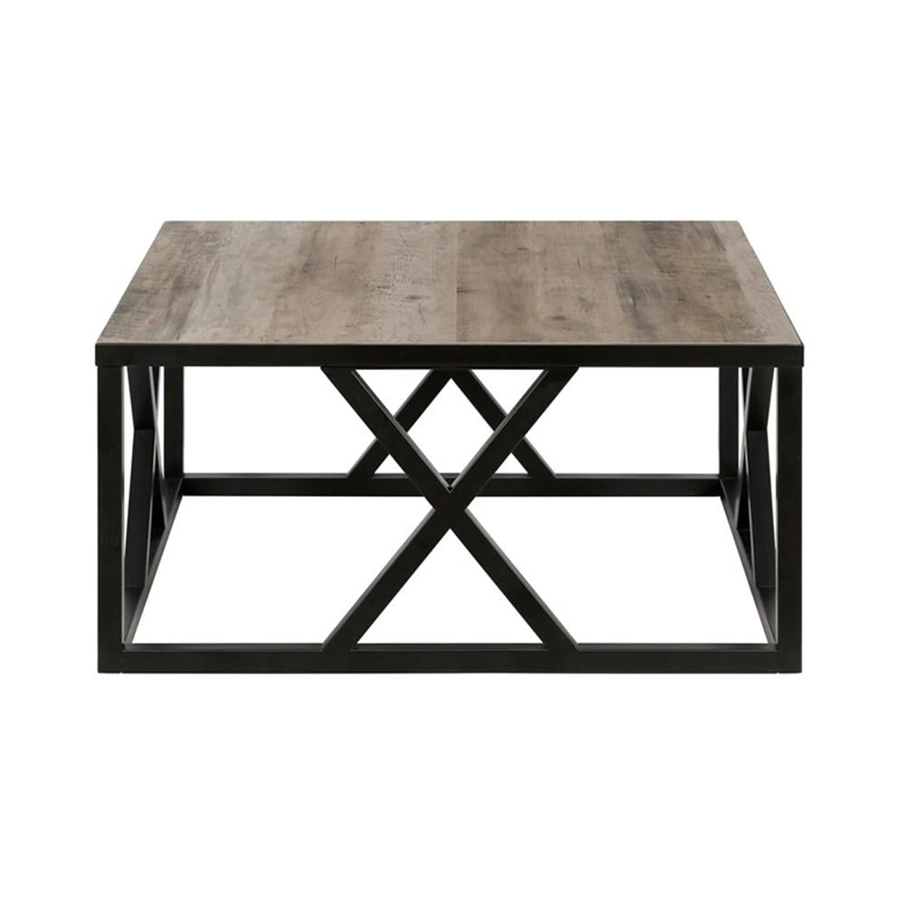 Evelyn&Zoe Jedrek 35" Wide Square Coffee Table, Blackened Bronze/Gray Oak - Image 11