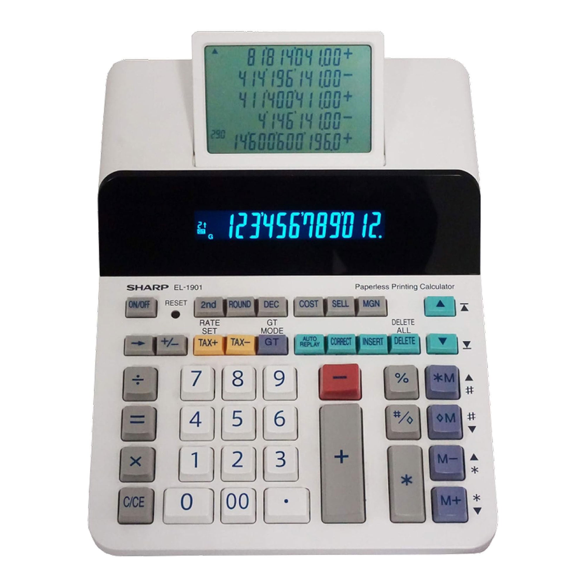 Sharp Calculators, SHREL1901, EL-1901 12-Digit Paperless Printing Calculator, 1 Each, White - Image 2