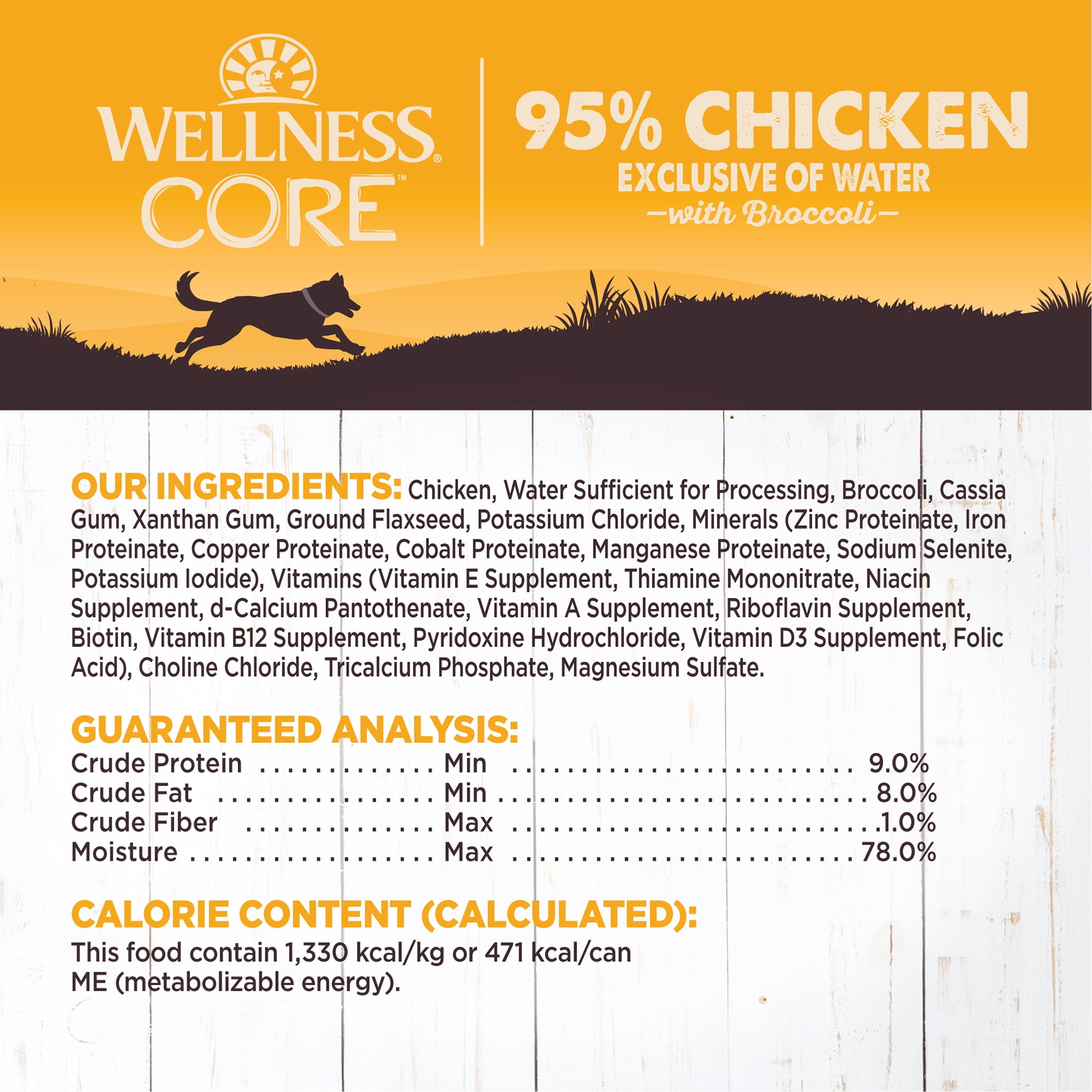 Wellness CORE 95% Natural Wet Grain Free Canned Dog Food, Chicken & Broccoli,12.5-Ounce Can (Pack of 12) - Image 5