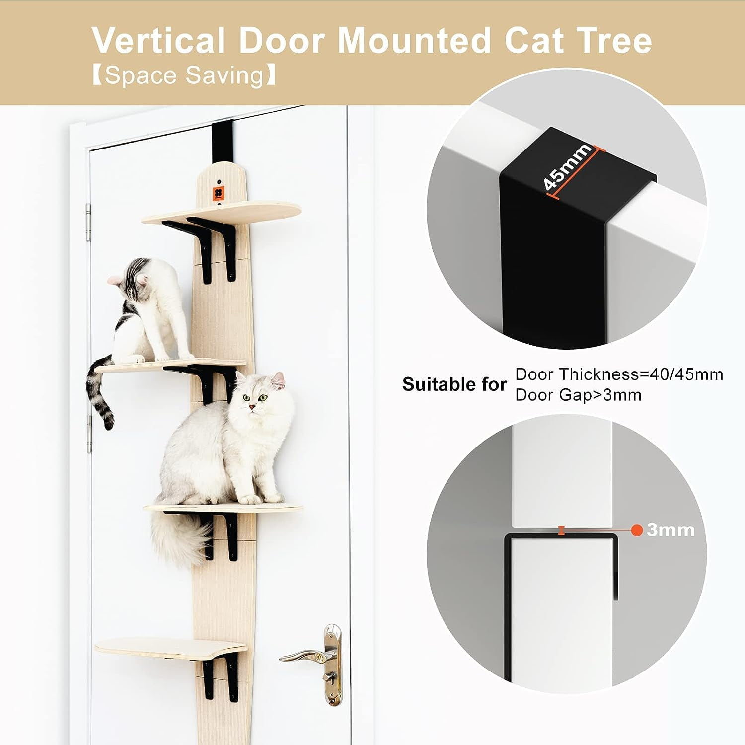 Mewoofun Large Simple Climbing Wall, 4-Level Cat Climber Shelves Door Mounted Cat Tree Tower - Image 5