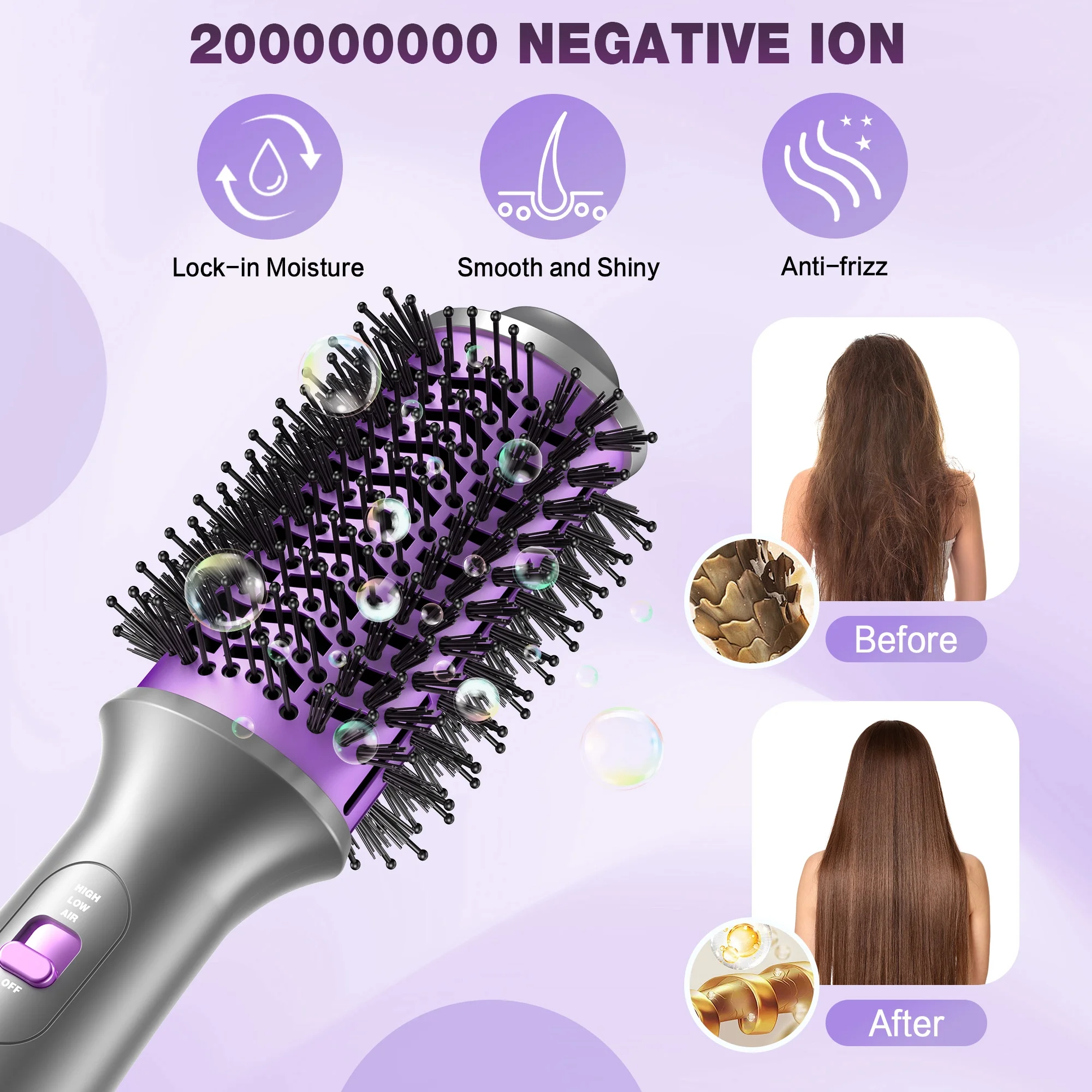 NEXPURE Hair Dryer and Blow Dryer Brush in One, New Upgrade 4 in 1 Hair Dryer Brush with Negative Ion Anti-frizz Ceramic Titanium Barrel - Image 7
