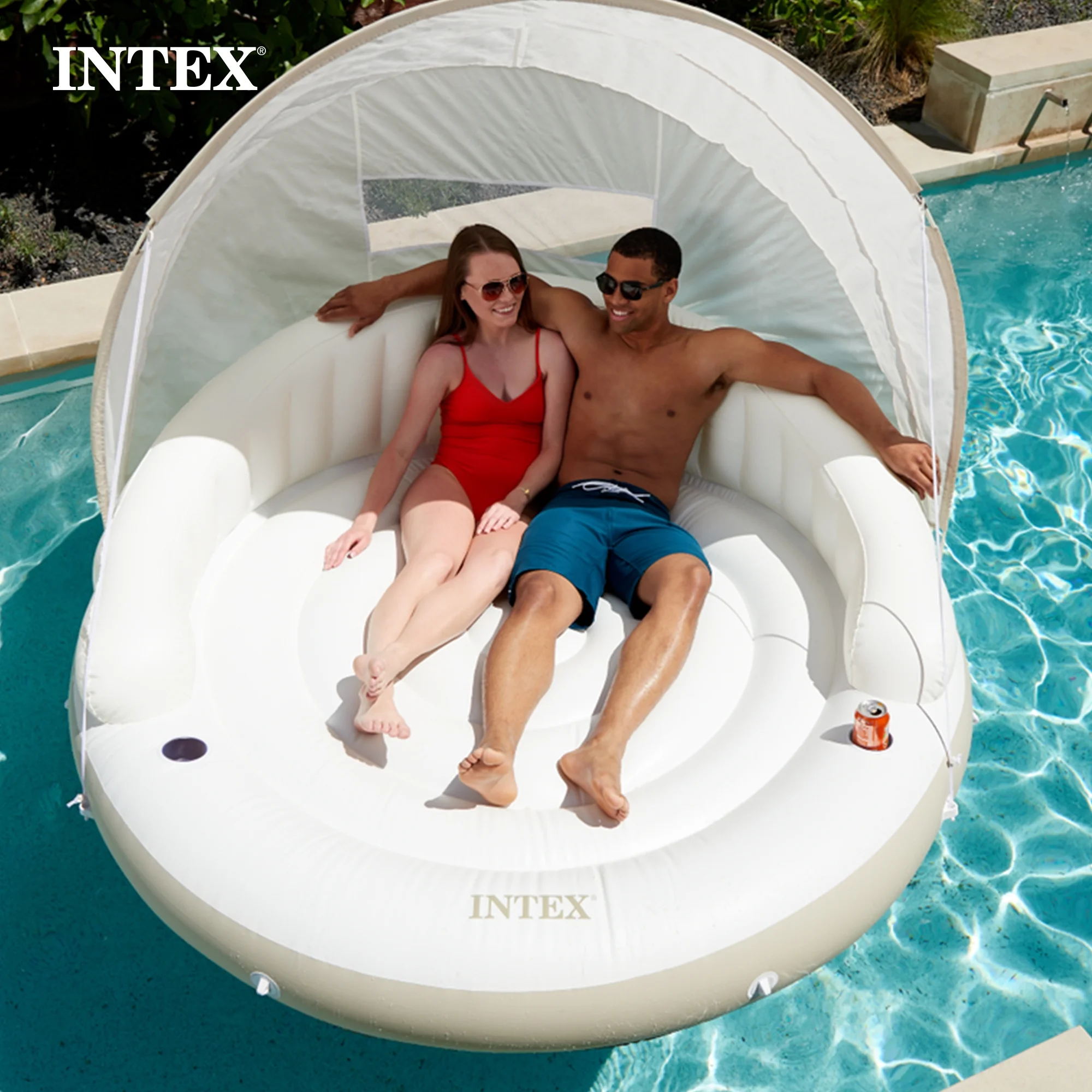 Intex Inflatable Canopy Island Float Lounge, 78.5" x 59 - Image 3