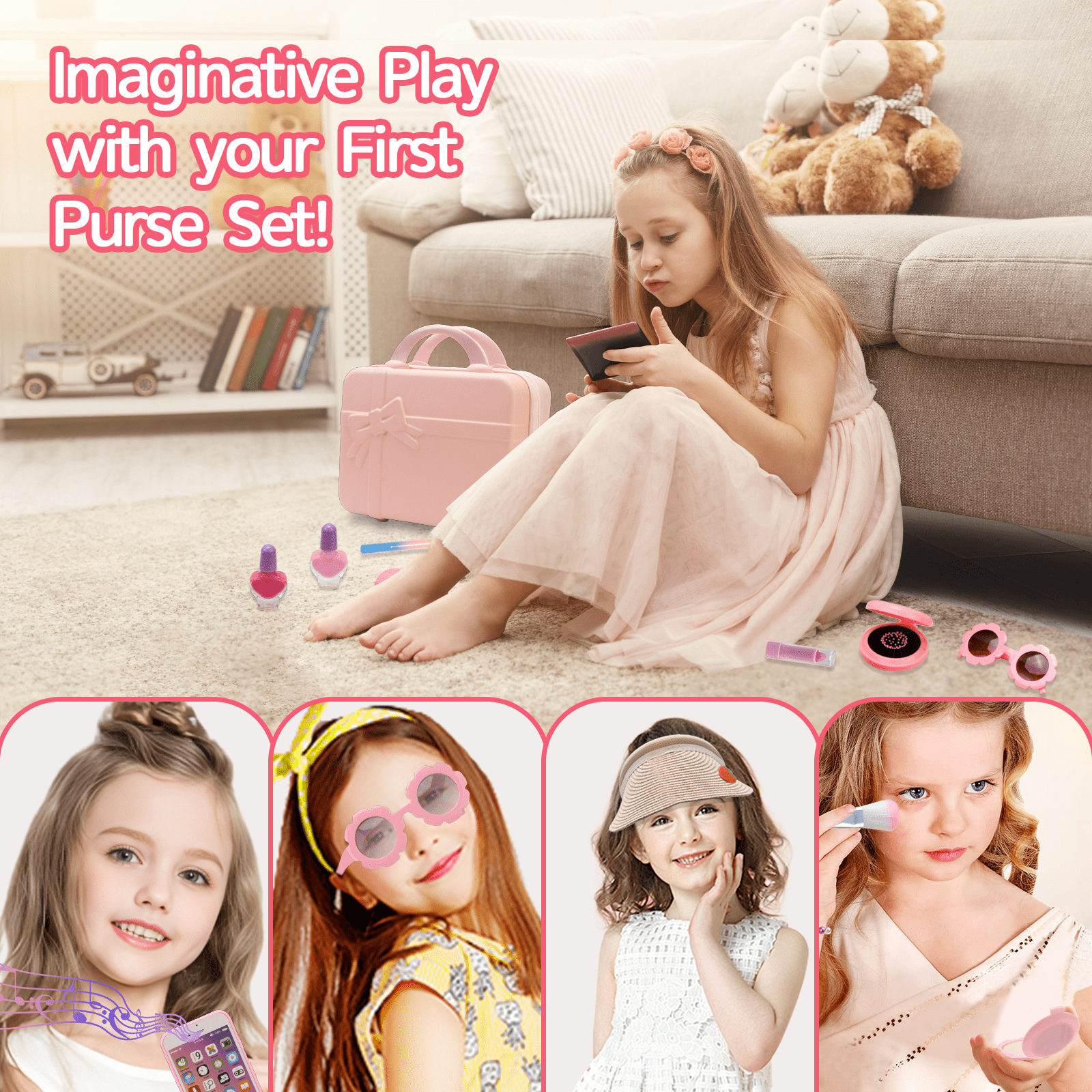 TiokMc 39-Piece Kids Toy Travel Bag & Makeup Kit for Girls - Ideal Birthday Gift for 6-15 Year Olds - Image 5