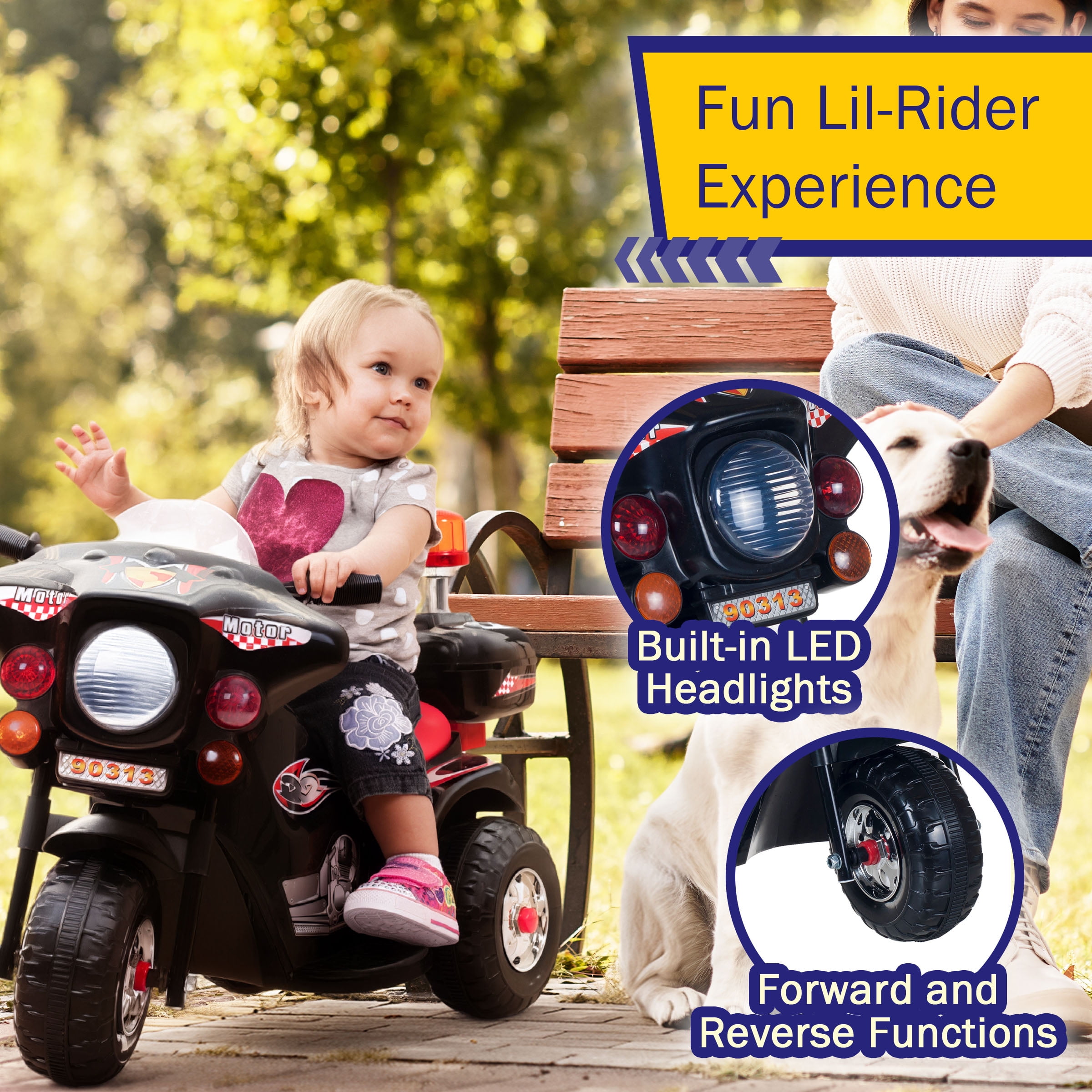 3 Wheel Motorcycle Battery Powered Ride On Toy for Kids by Hey! Play! - Image 6