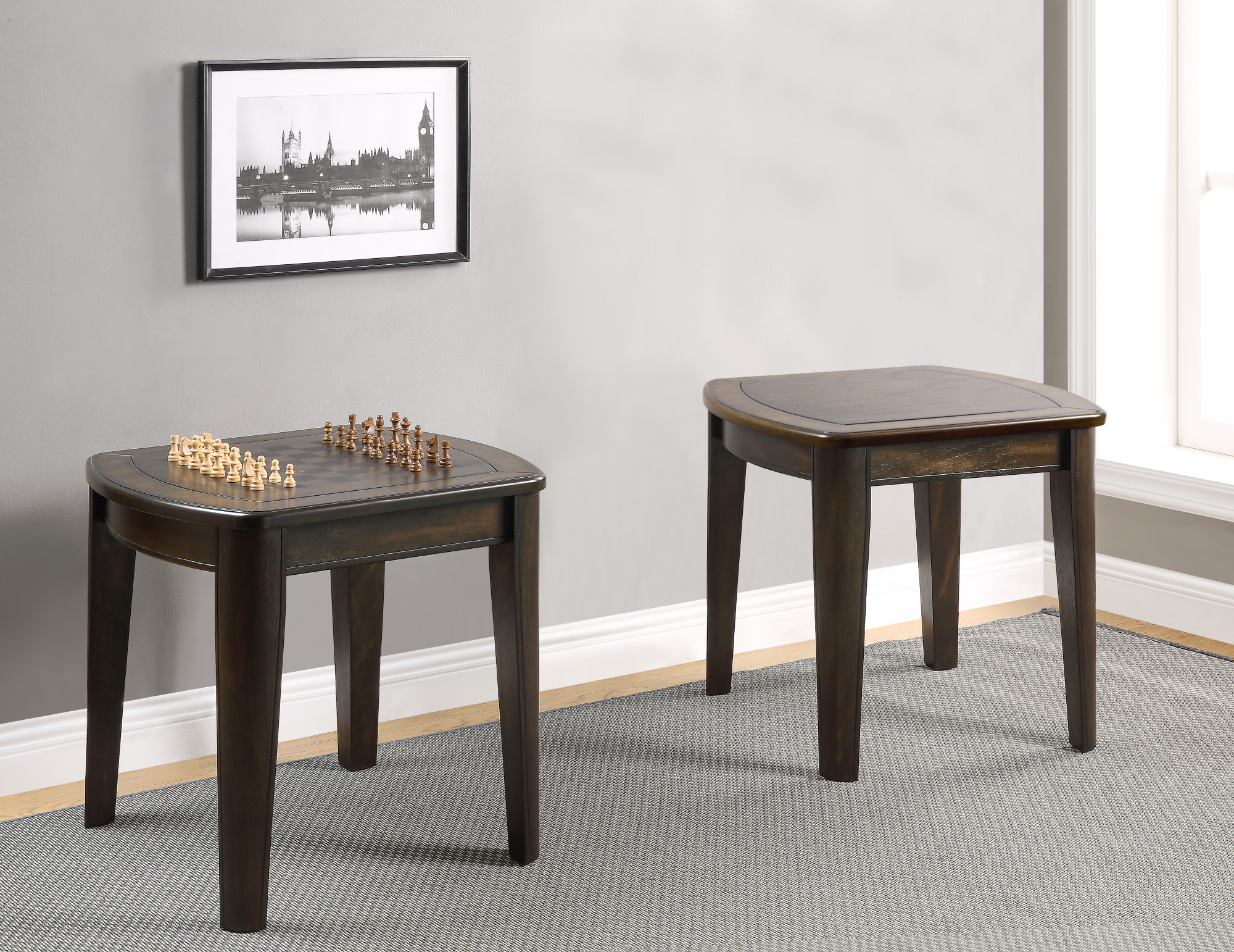 Steve Silver Diletta Wood Game End Table with Chessboard, Dark Walnut - Image 5