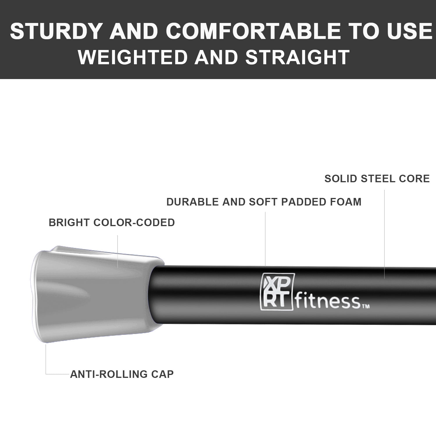 XPRT Fitness Total Body Weight Workout Bar Steel With Foam Padded For Aerobic Exercise 5lb+8lb+12lb - Image 2