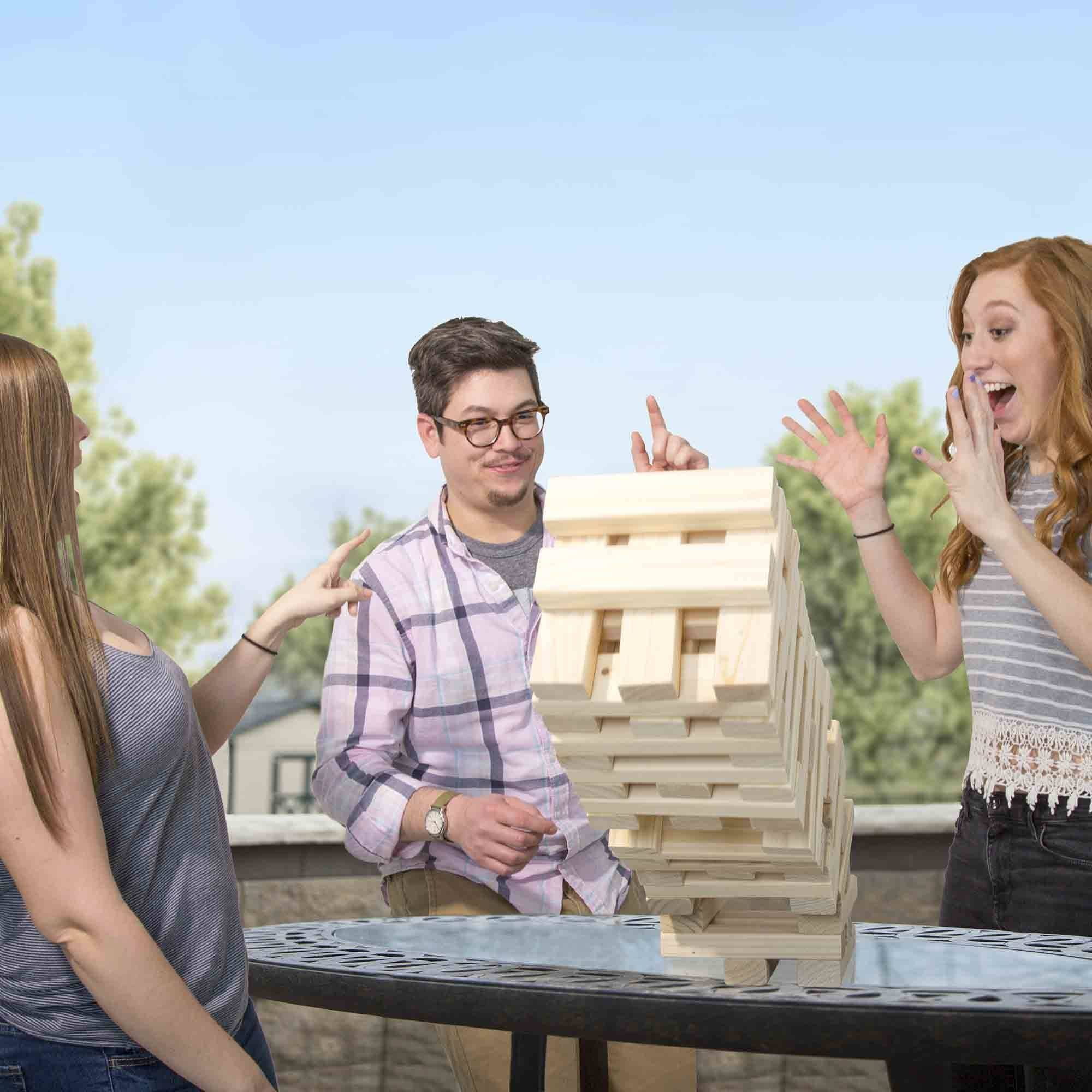 Nontraditional Giant Wooden Blocks Tower Stacking Game, Outdoor Yard Game, for Adults, Kids, Boys and Girls by Hey! Play! - Image 7