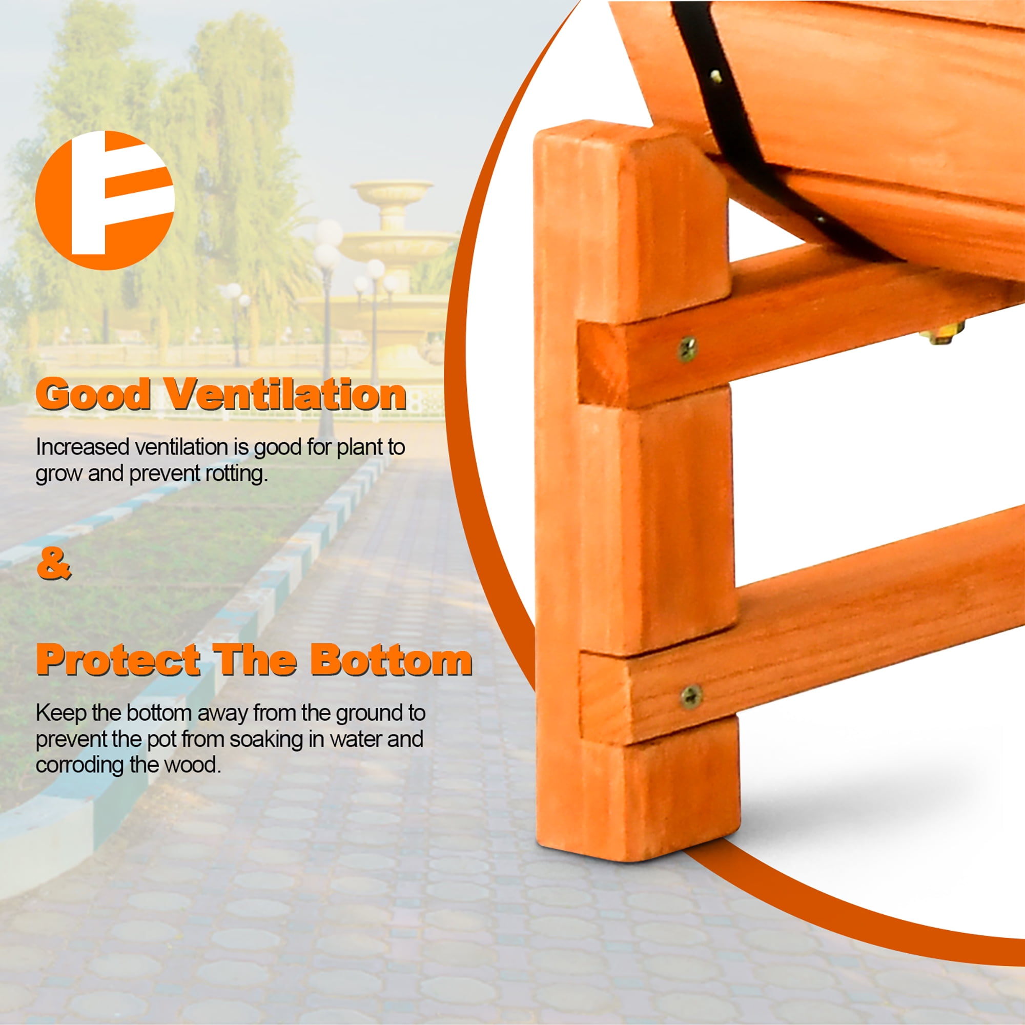 Gymax 2-Tier Wooden Raised Garden Bed Container w/2 Cylindrical Planter Boxes & Trellis - Image 5