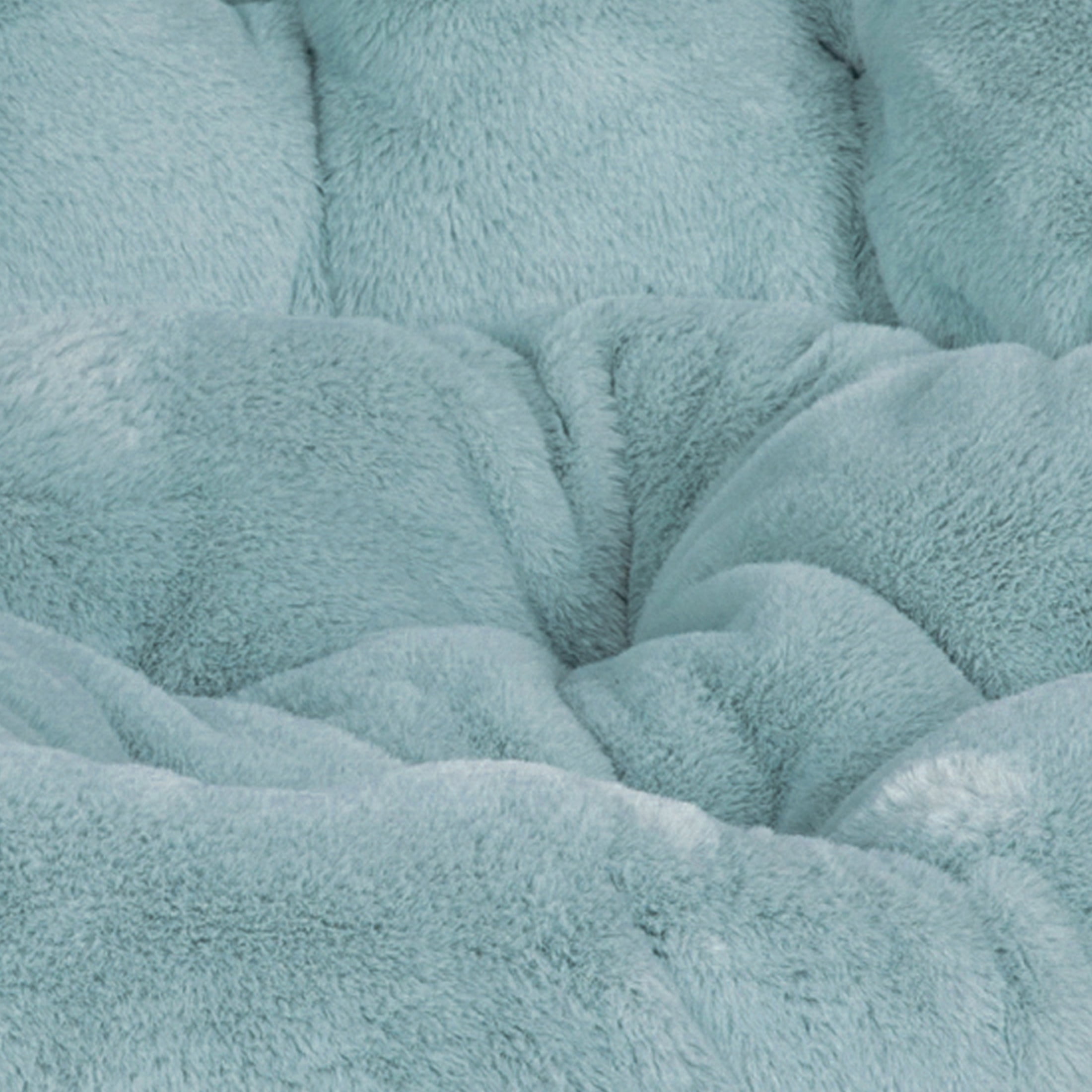 Flash Furniture Gwen 38" Oversize Adult Folding Faux Fur Saucer Moon Chair for Dorms, Aqua/Gold - Image 3