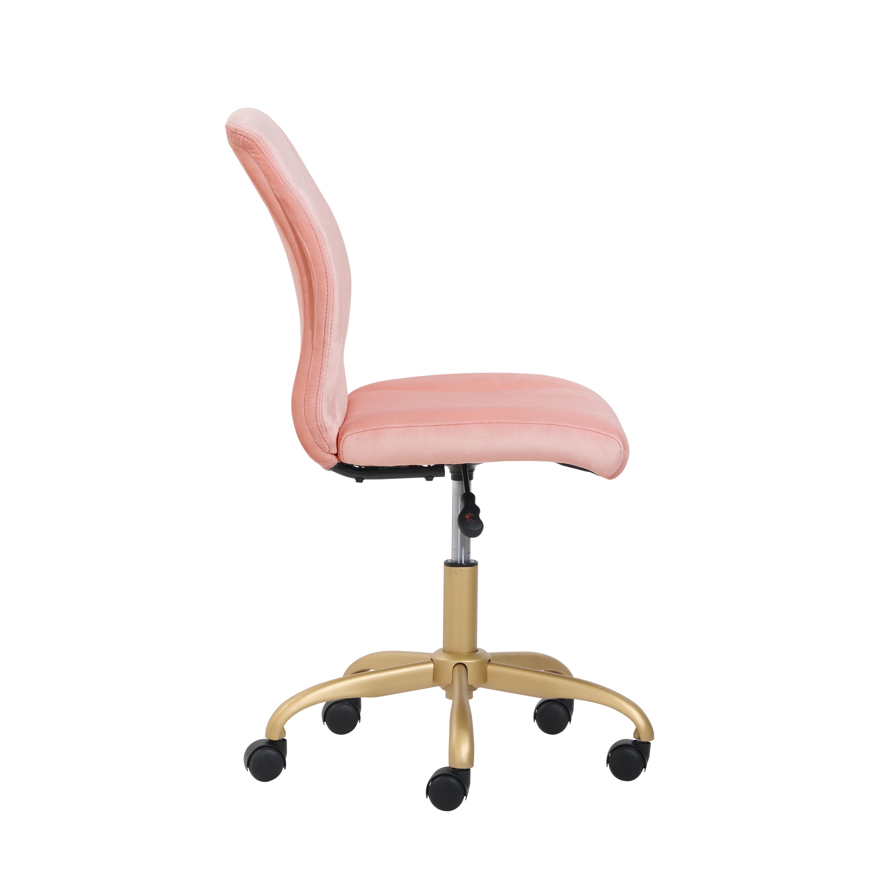 Mainstays Plush Velvet Office Chair, Blush - Image 3