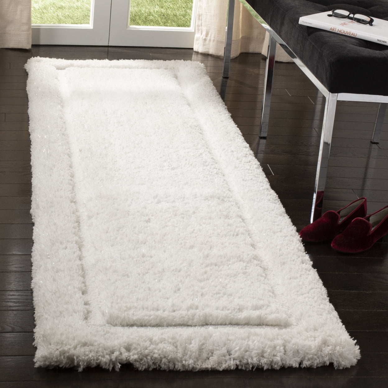 SAFAVIEH Glamour Douglas Solid Shag Area Rug, Ivory, 5' x 8' - Image 6