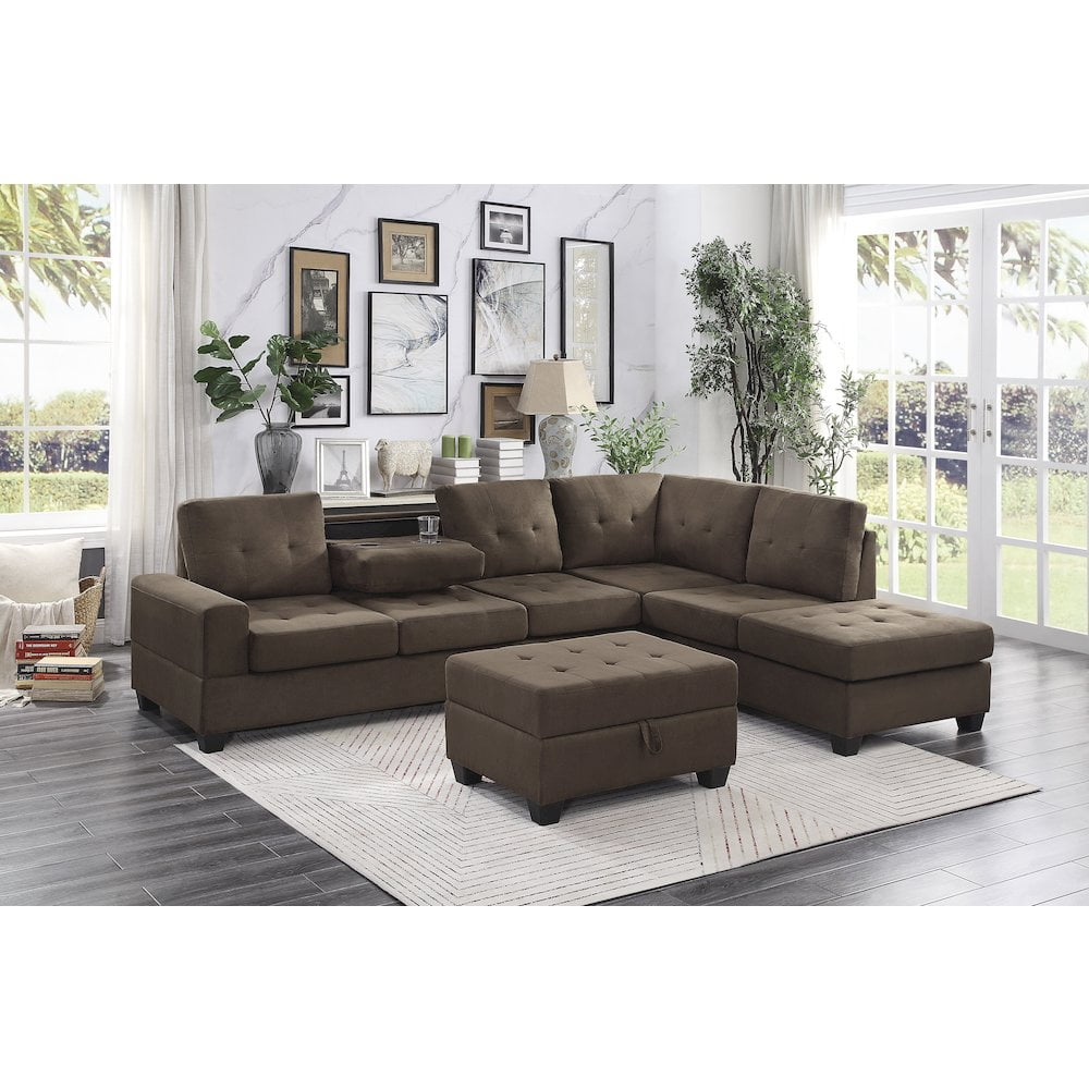 Lexicon Maston Microfiber Ottoman with Storage in Chocolate - Image 3