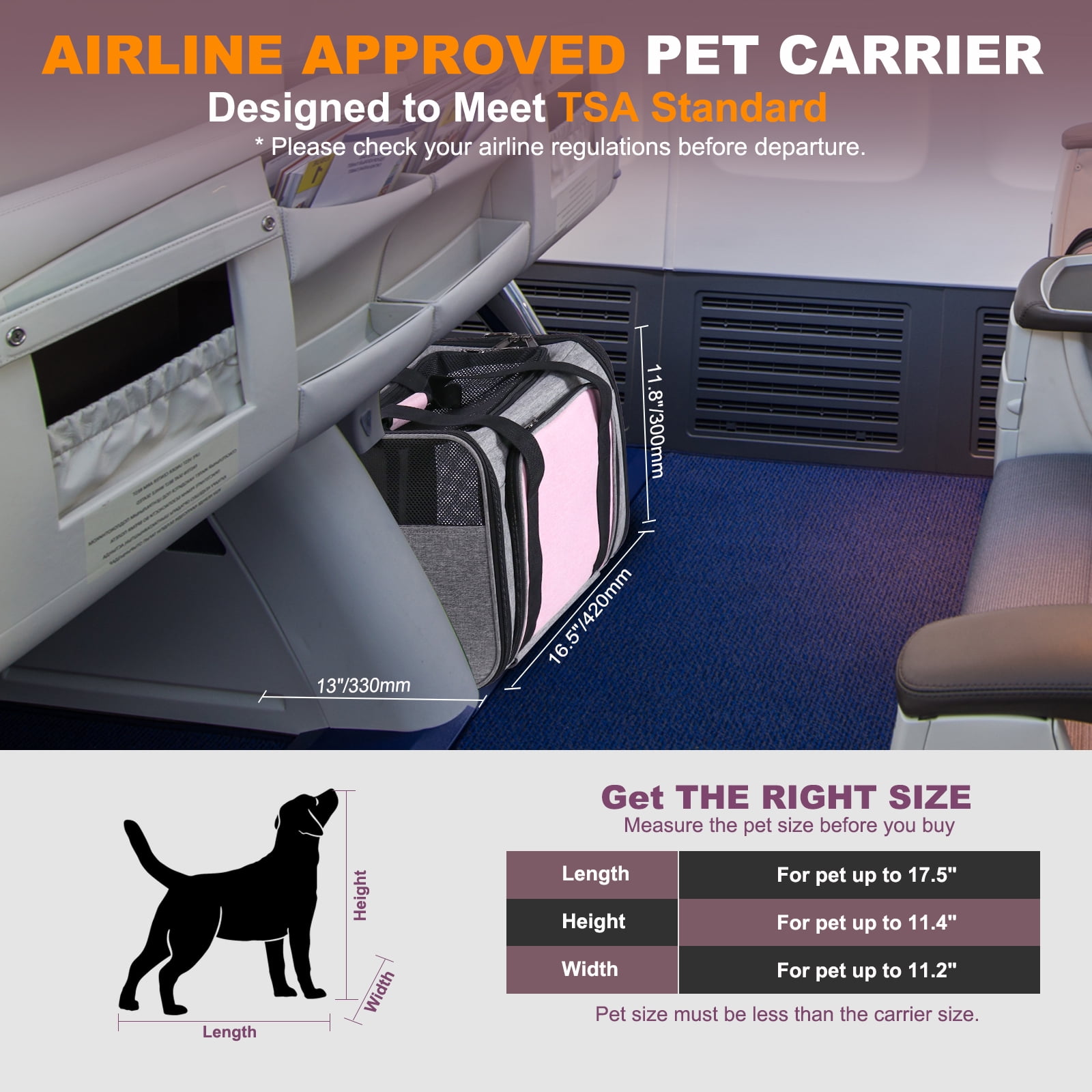 BEBANG Rolling Pet Carrier with Wheels, Foldable Airline Approved Dog Carriers for Small Dogs and Cats, Cat Carrier on Wheels, Pet Travel Carrier for Flight Camping Outdoor - Image 6