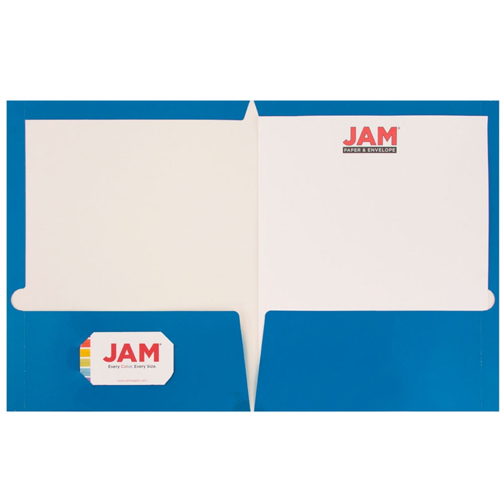 JAM Paper Glossy Two Pocket Presentation Folder, Royal Blue, 100/Pack - Image 4