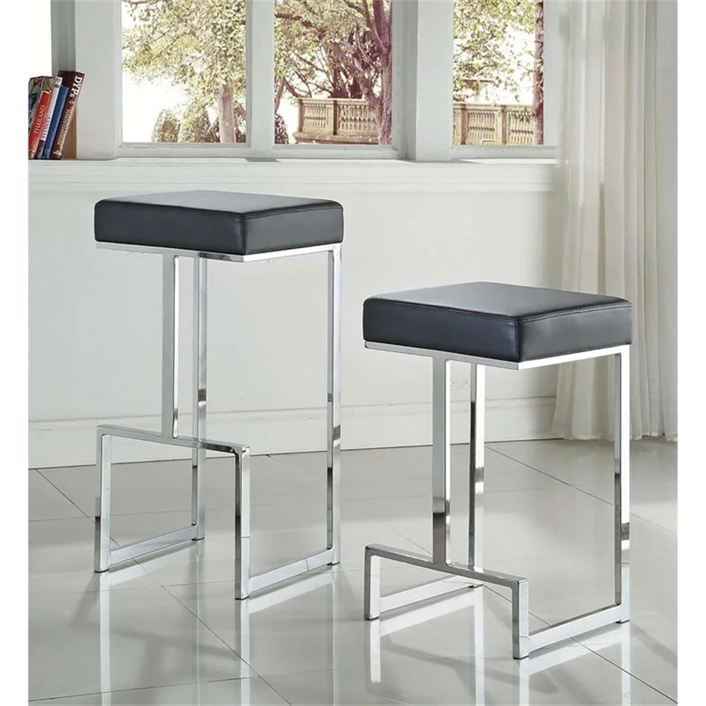 Gervase Square Counter Height Stool Black and Chrome - Image 5