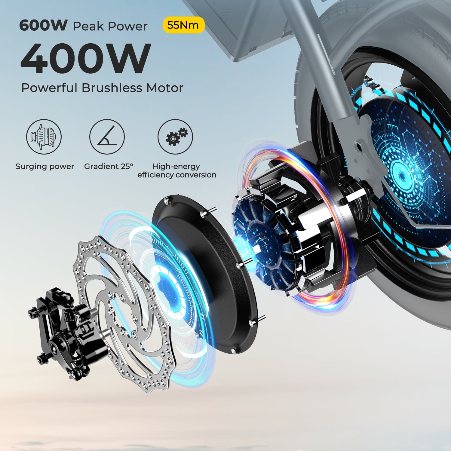 Sohamo 36V 10Ah Foldable Electric Bike w/Throttle, 400W Motor Electric Motorcycle for Adults, Mini Ebike for Teens and Adults over 14 years of age - Image 3