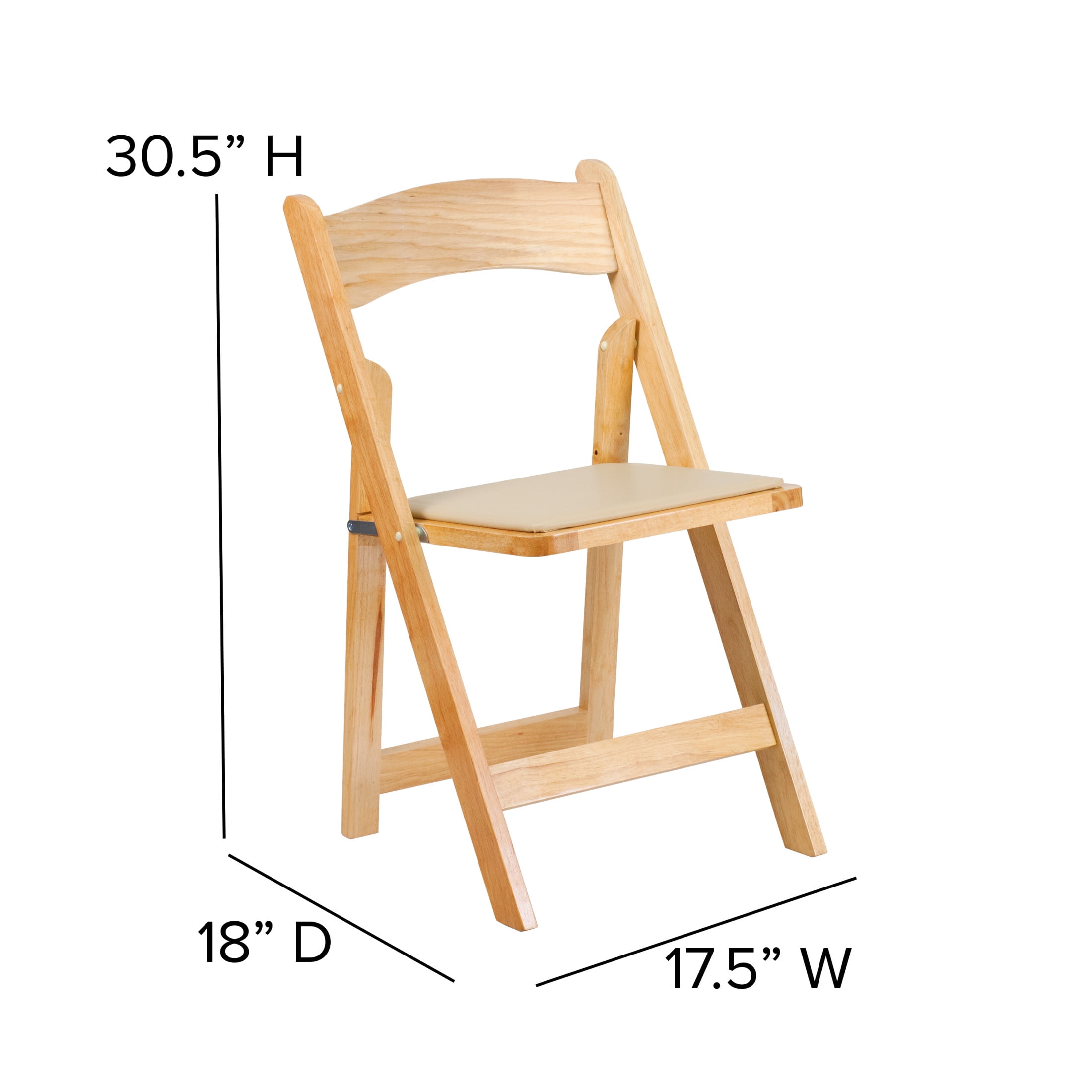 Flash Furniture Hercules Series Adult Size Natural Wood Padded Folding Event Chairs, Set of 4 - Image 4