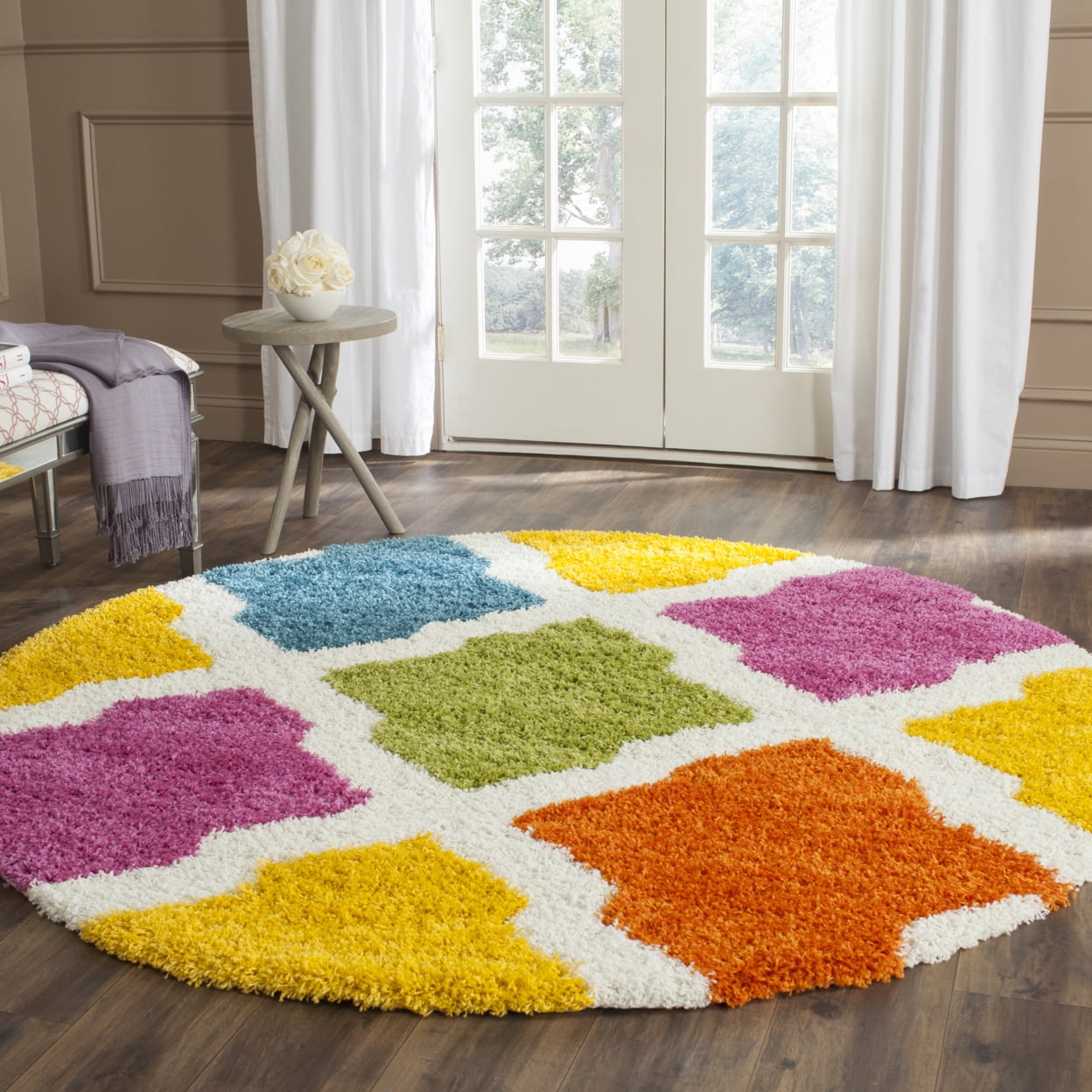 SAFAVIEH Jaycob Geometric Kids Shag Area Rug, Ivory/Multi, 4' x 6' - Image 2