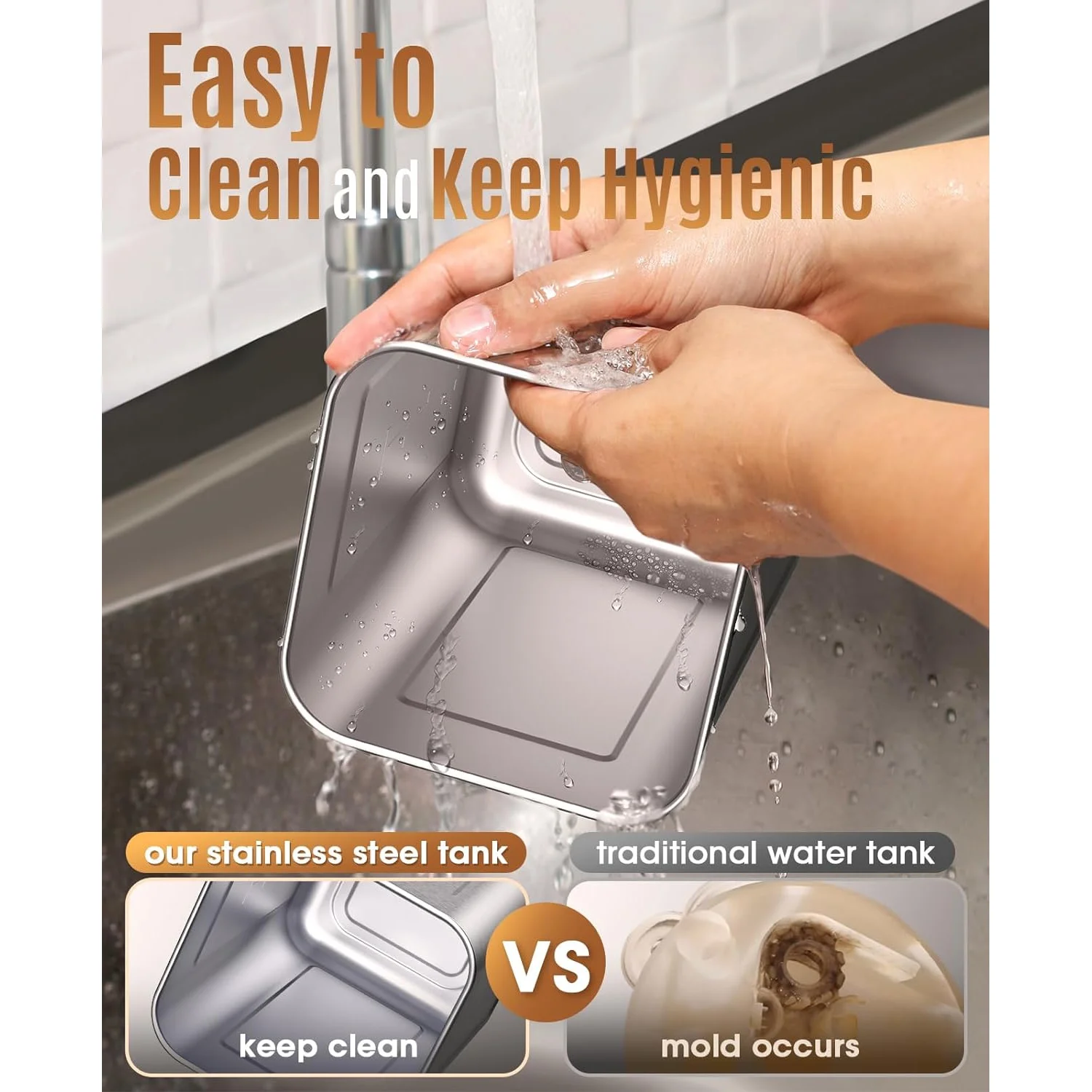 Jack & Rose Stainless Steel Humidifier Large Room, 2.5L Cool Mist Humidifiers for Bedroom, Quiet 4 Level Evaporative Humidifier, Easy to Clean Humidifier Dishwasher Safe (Filter Free) - White - Image 2