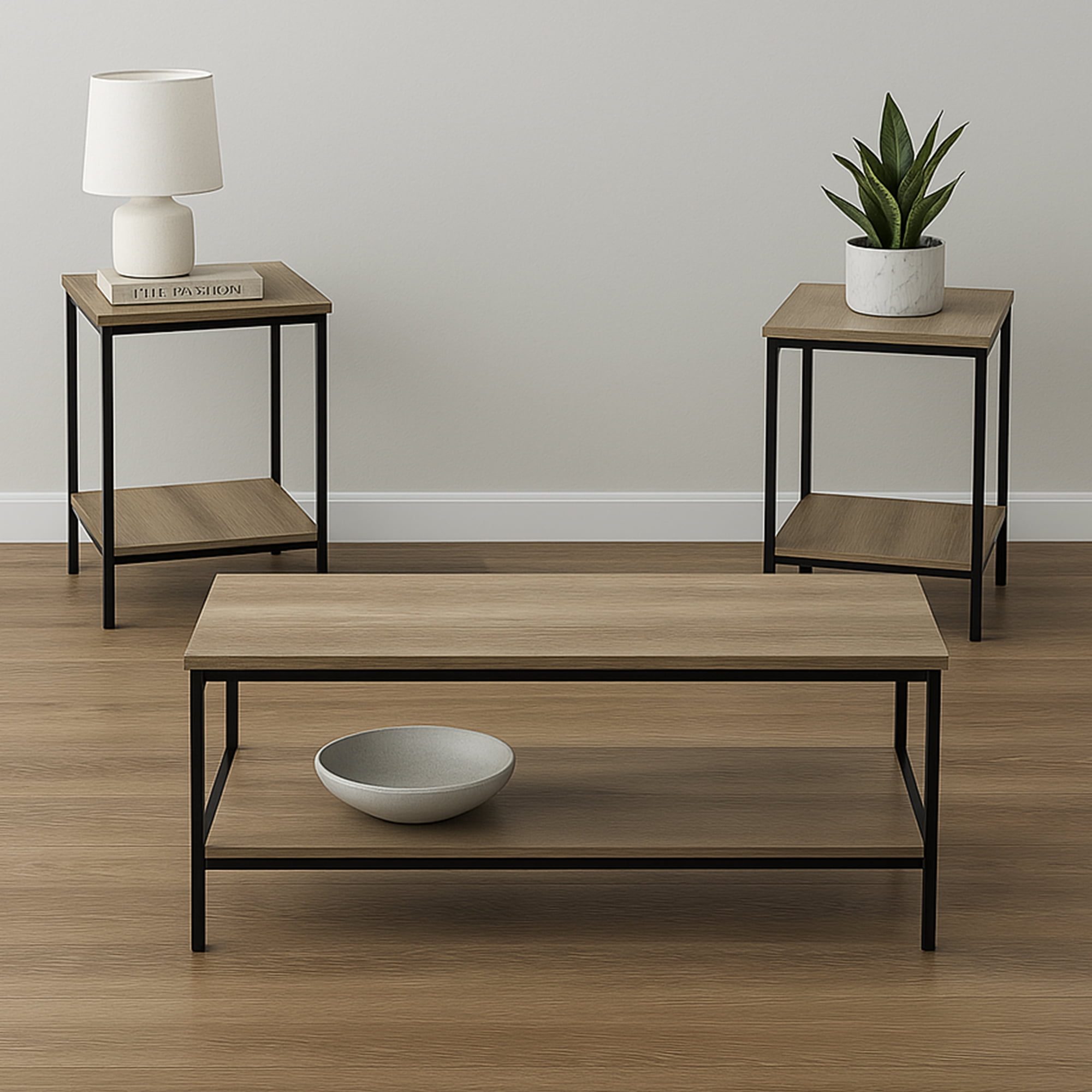 Vebreda Contemporary 3 Piece Rectangular Particle Board Coffee Table - Image 2