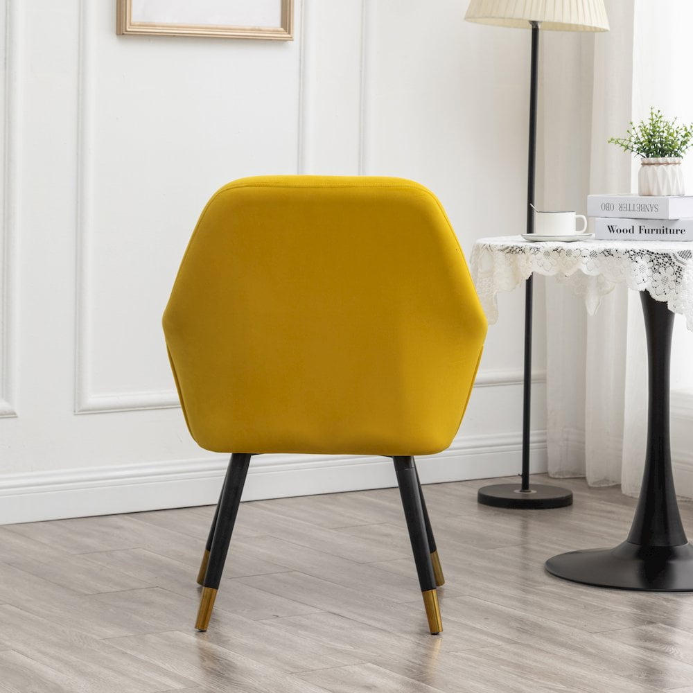 Tuchico Contemporary Velvet Upholstered Accent Chair in Yellow - Image 8