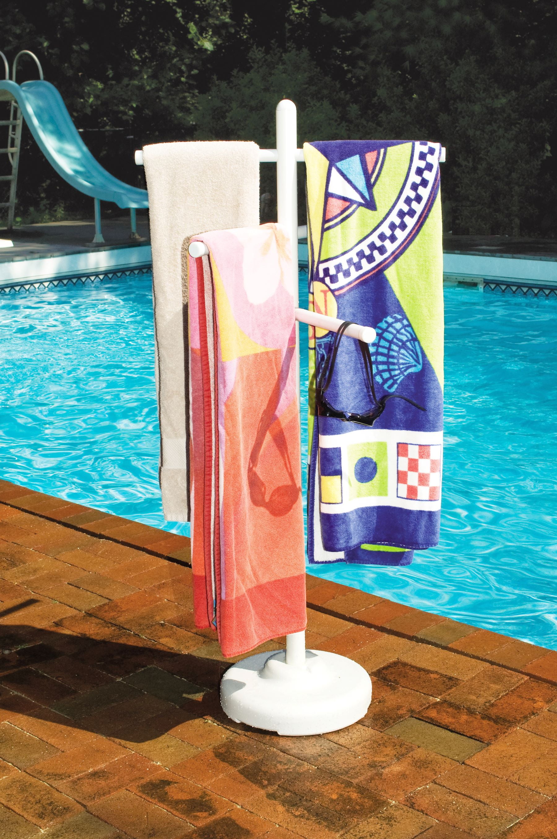 Hydrotools 89032 Indoor Outdoor Swimming Pool Spa Weighted Poolside Towel Rack - Image 3
