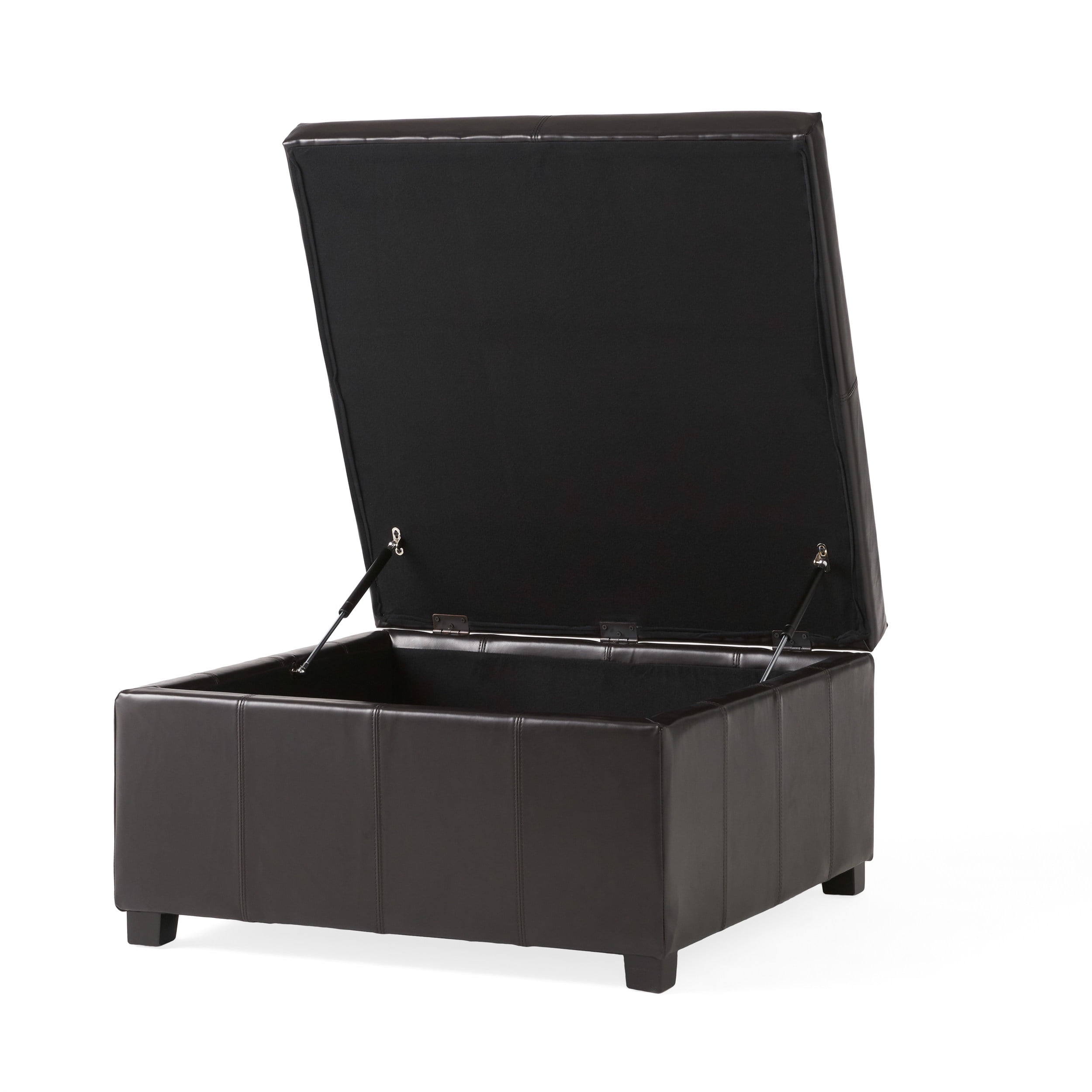 Noble House Abigail Indoor Espresso Bonded Leather Square Storage Ottoman - Image 9