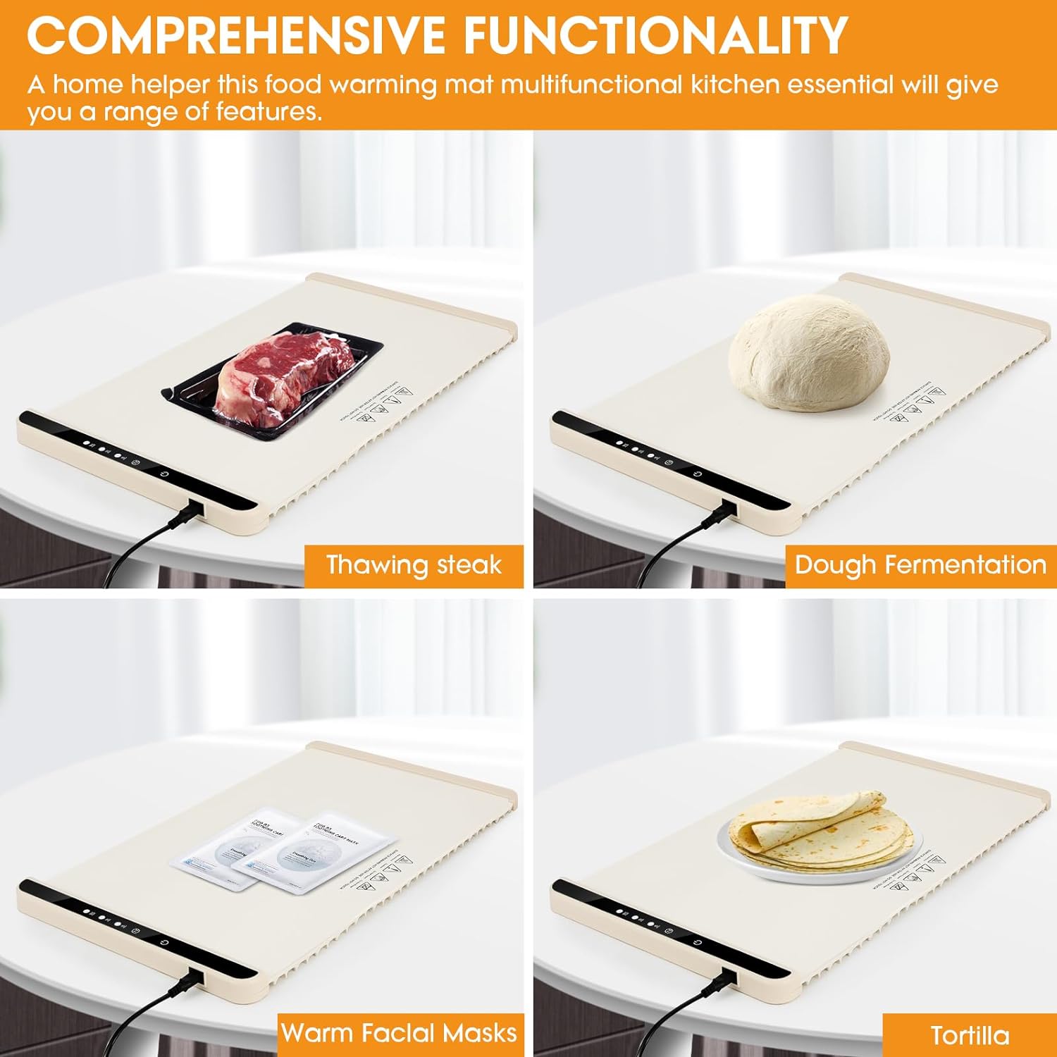 Electric Warming Tray with Adjustable Temperature, Roll Up Portable Electric Warming Tray with 3 Temperature Settings, Auto Shut-Off Versatile Food Warmer for Gatherings - Image 6