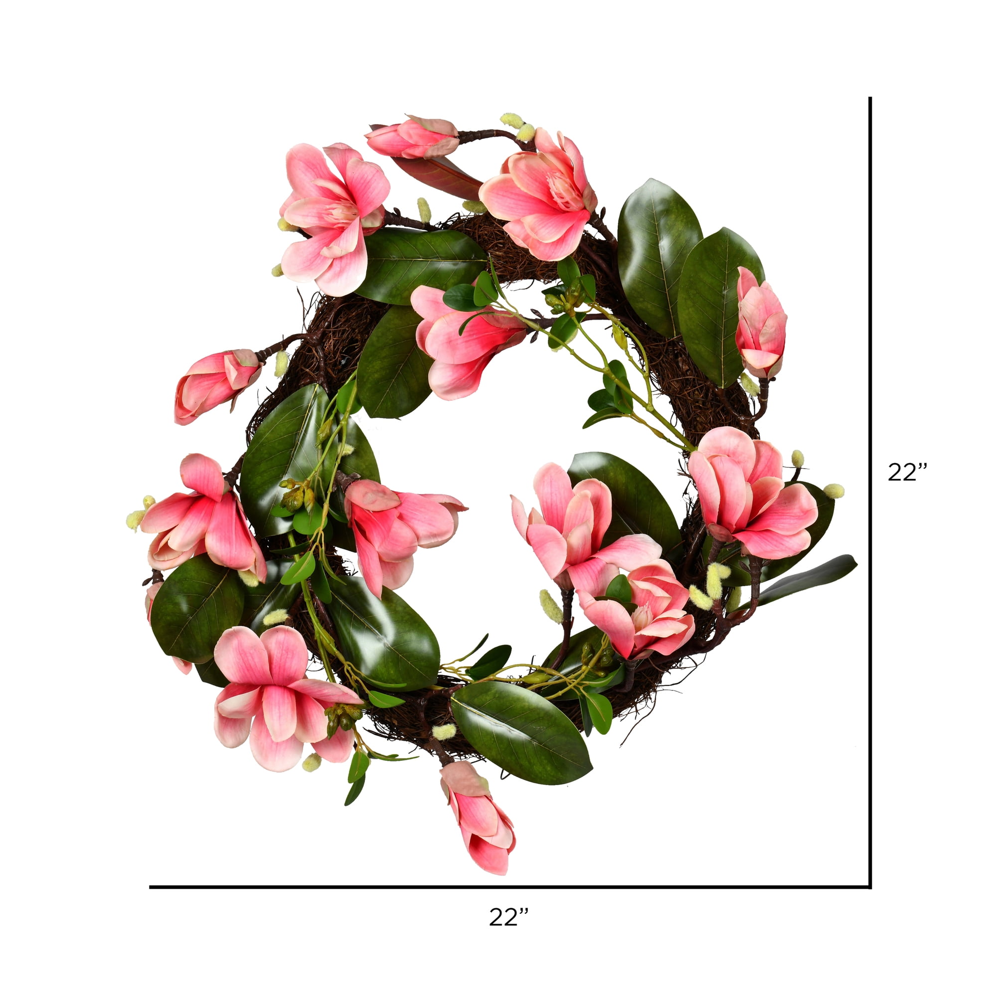 Vickerman 22" Artificial Dark Pink Magnolia Wreath. - Image 2
