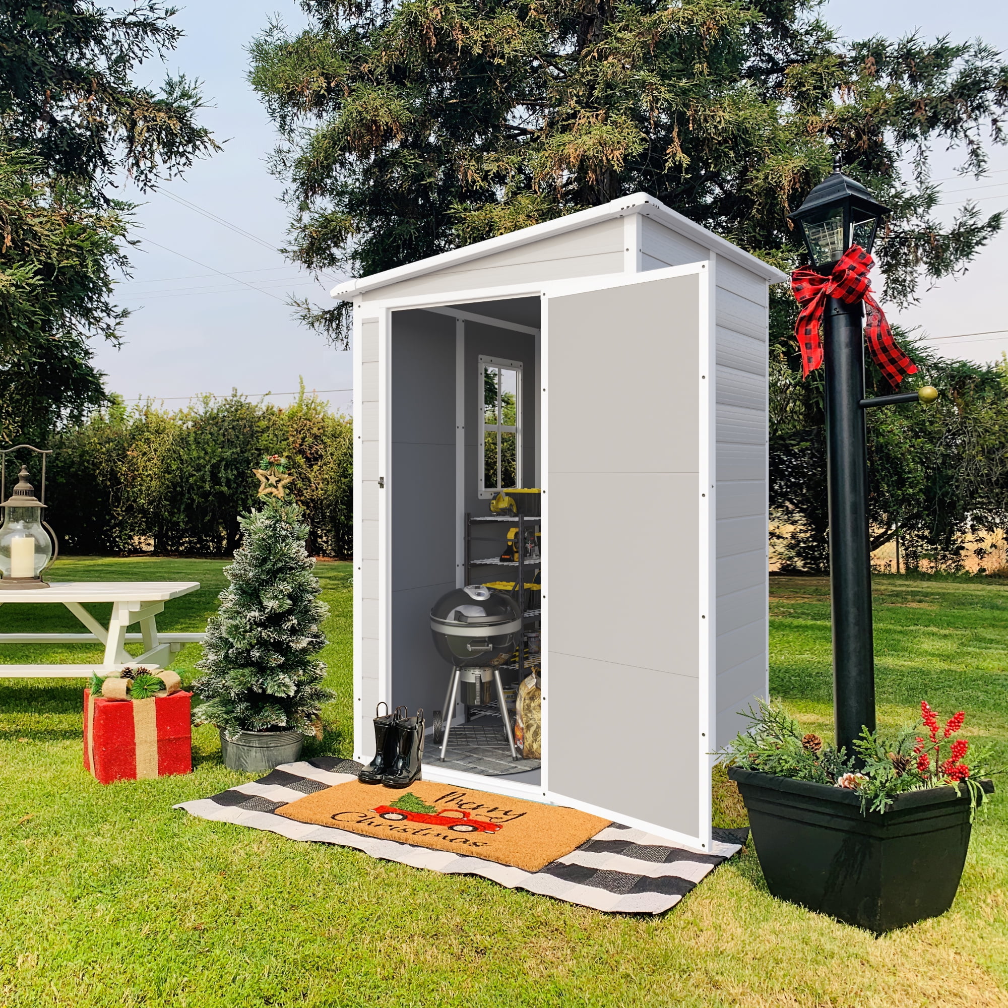 Vineego 5' x 4' Resin Weather Resistant Outdoor Storage Shed for Garden/Backyard/Pool Tool Shed, Gray - Image 3