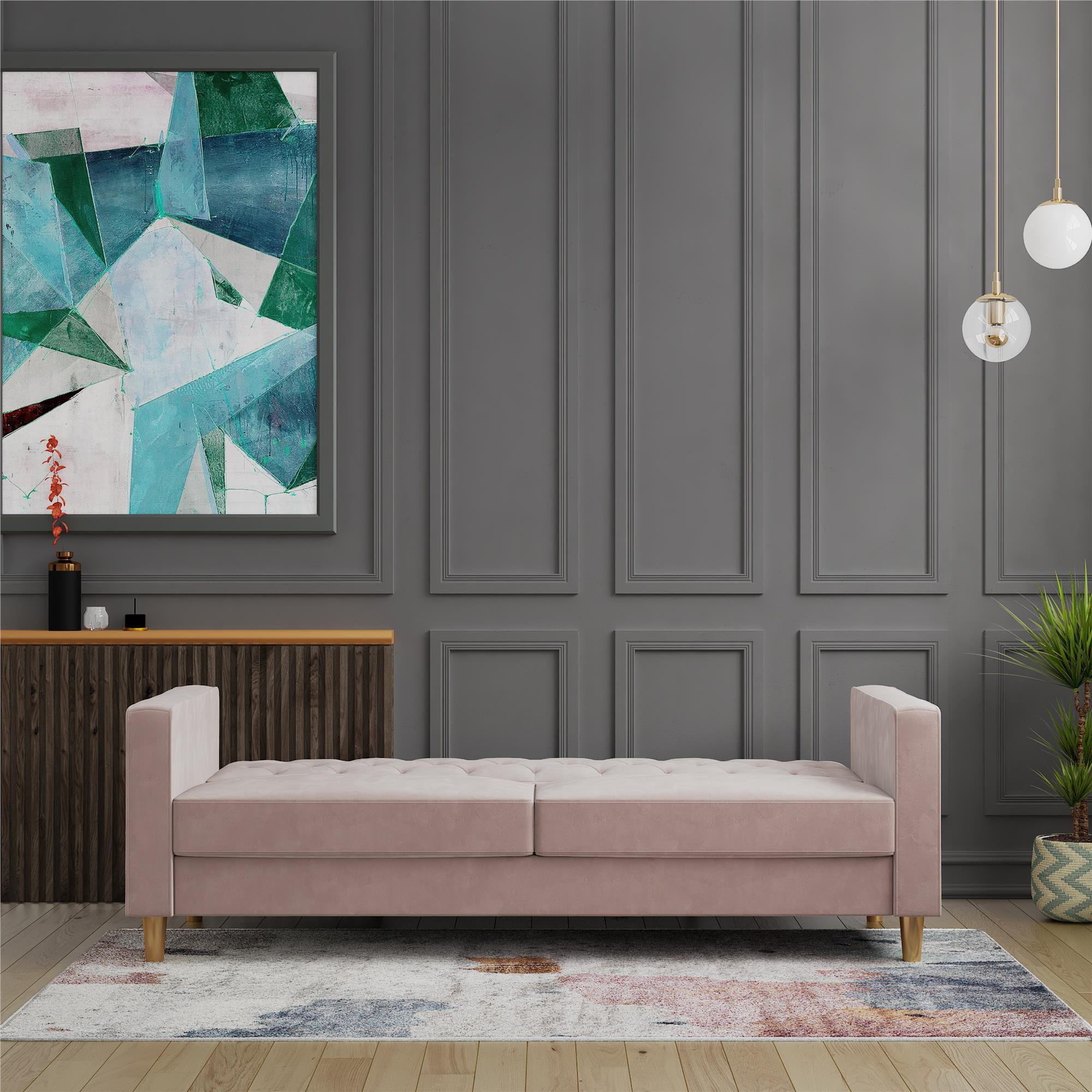 CosmoLiving Liberty Futon with Storage, Blush Velvet - Image 14